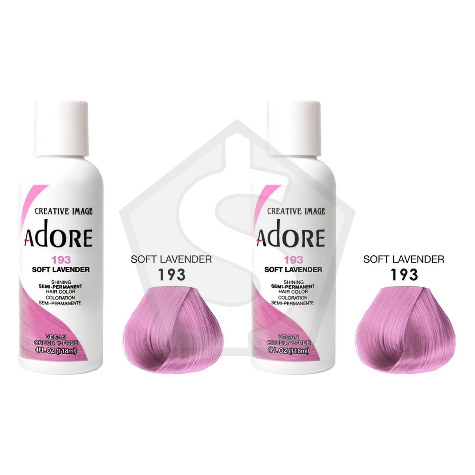 ADORE SEMI Permanent Hair Color (4oz) - 193 Soft Lavender - Pack of 2