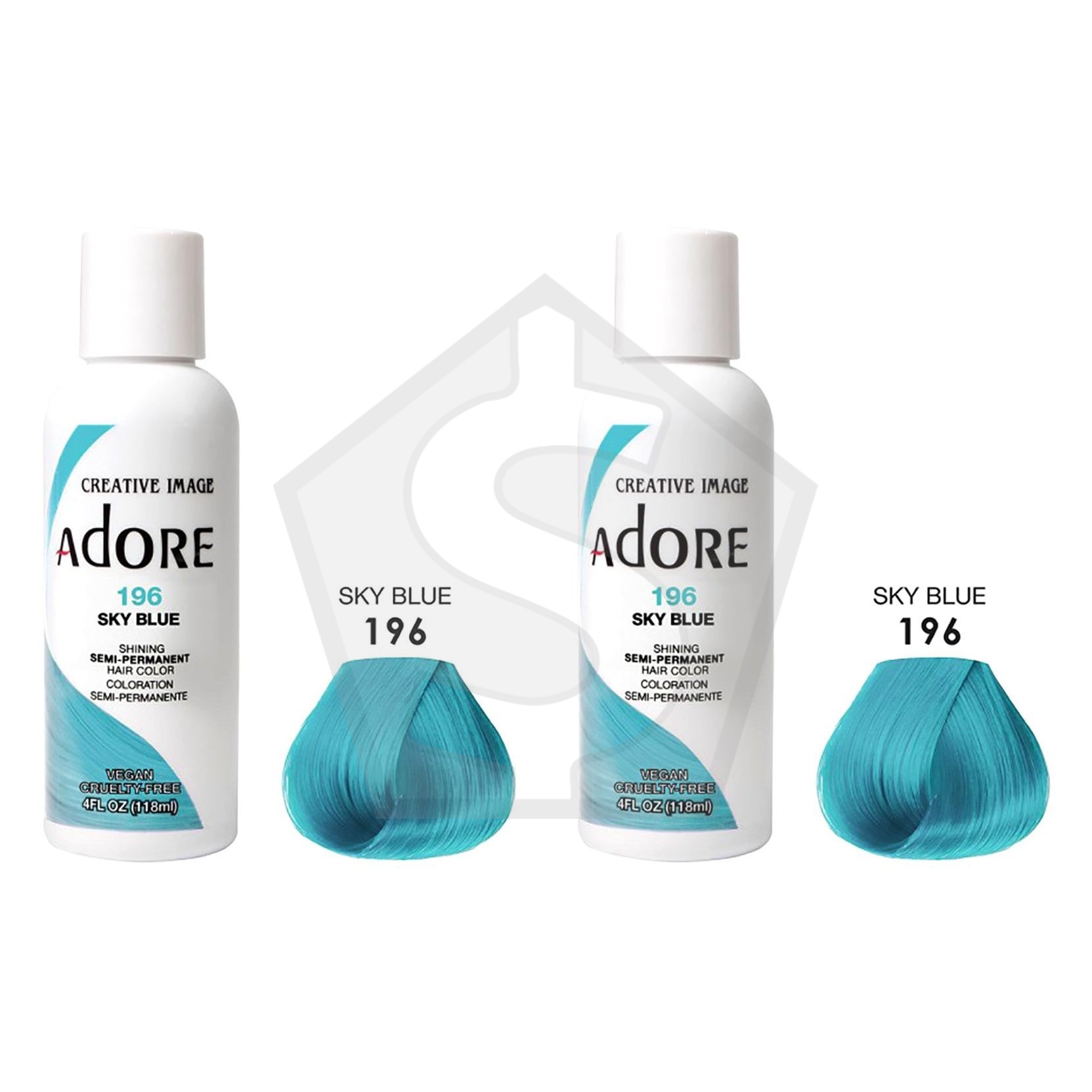 ADORE SEMI Permanent Hair Color (4oz) - 196 Sky Blue - Pack of 2