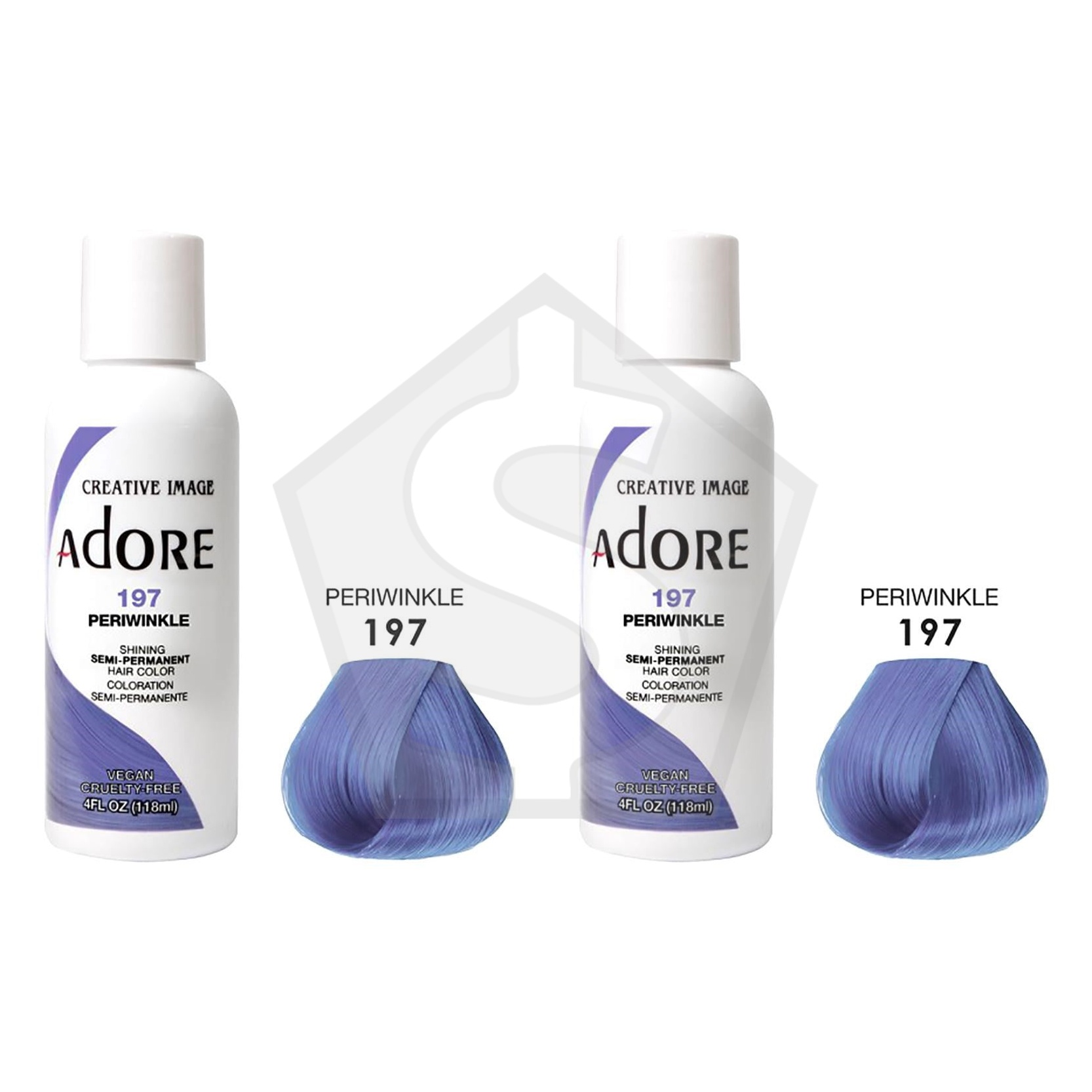 ADORE SEMI Permanent Hair Color (4oz) - 197 Periwinkle - Pack of 2