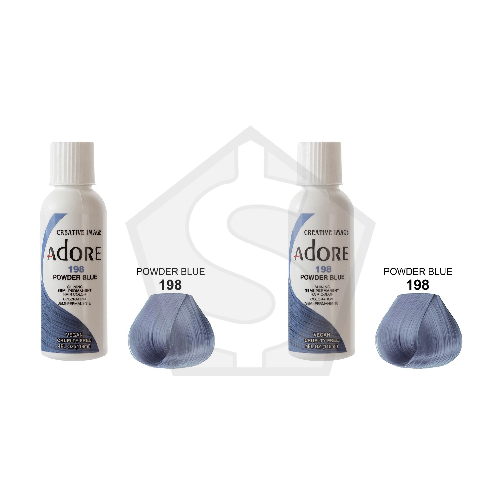 ADORE SEMI Permanent Hair Color (4oz) - 198 Powder Blue - Pack of 2
