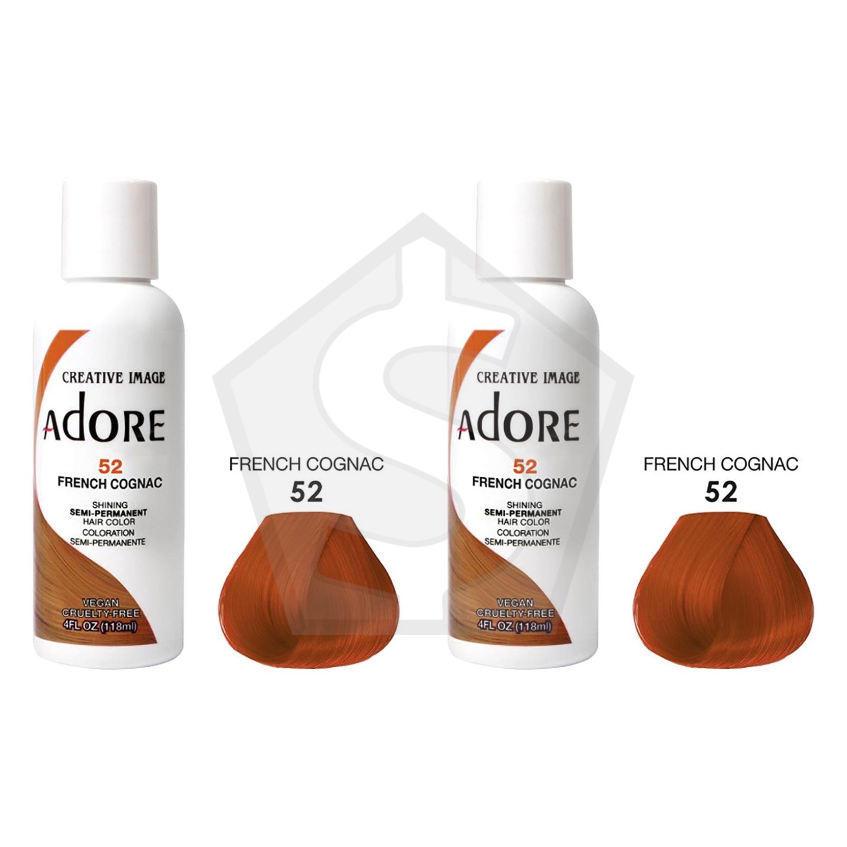 ADORE SEMI Permanent Hair Color (4oz) - 052 French Cognac - Pack of 2