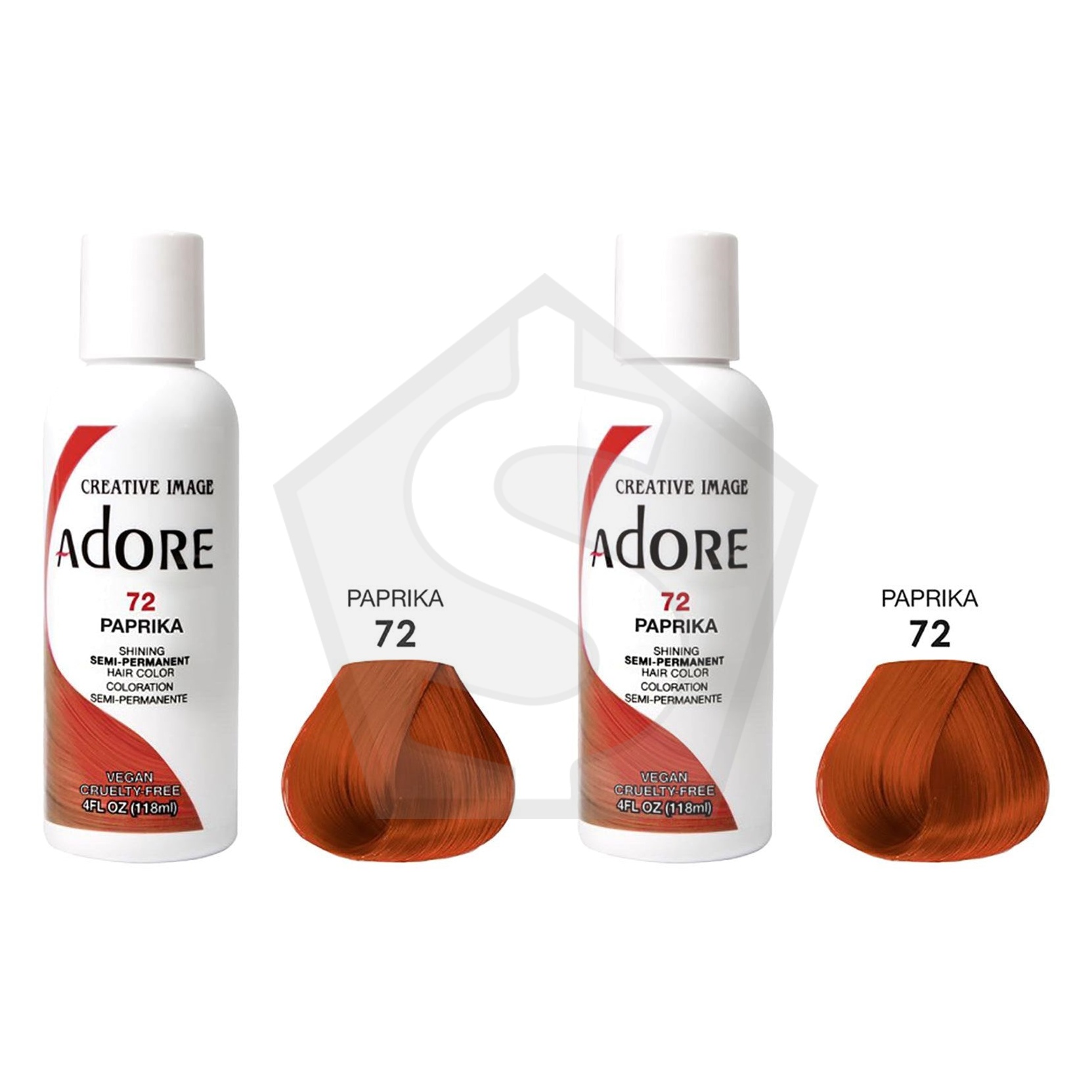 ADORE SEMI Permanent Hair Color (4oz) - 072 Paprika - Pack of 2