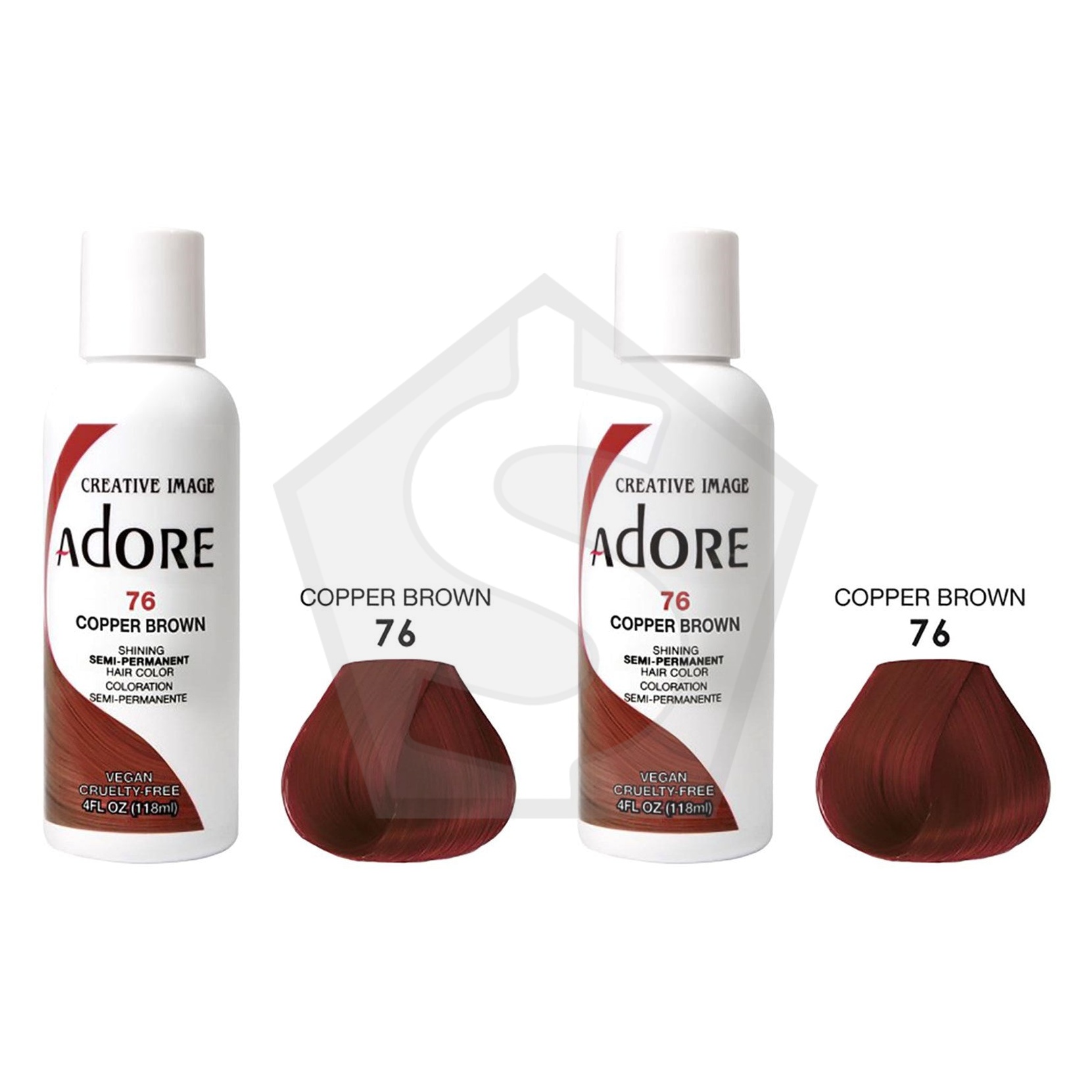 ADORE SEMI Permanent Hair Color (4oz) - 076 Copper Brown - Pack of 2