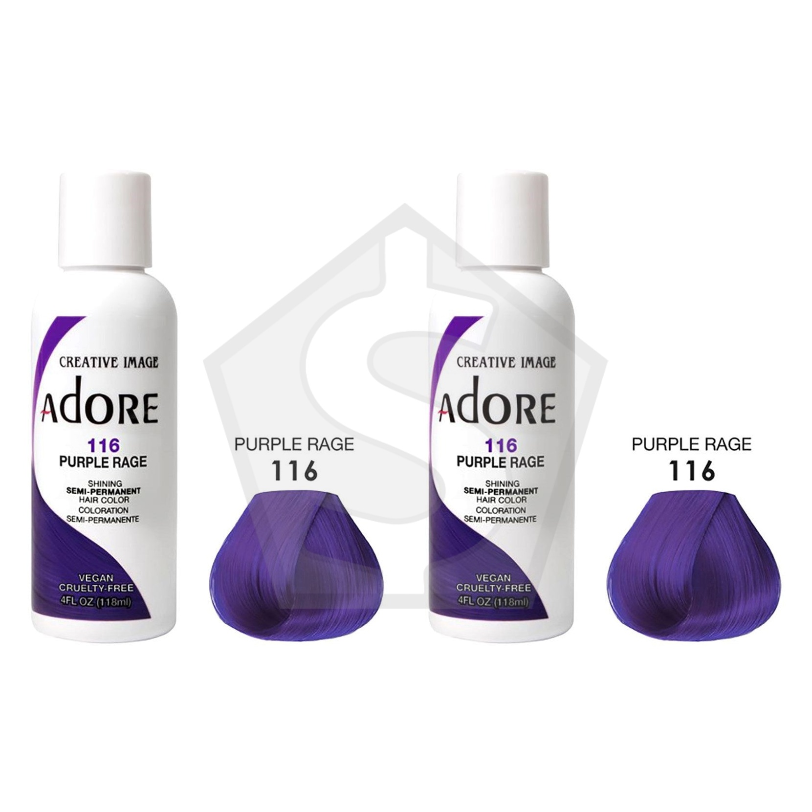 ADORE SEMI Permanent Hair Color (4oz) - 116 Purple Rage - Pack of 2
