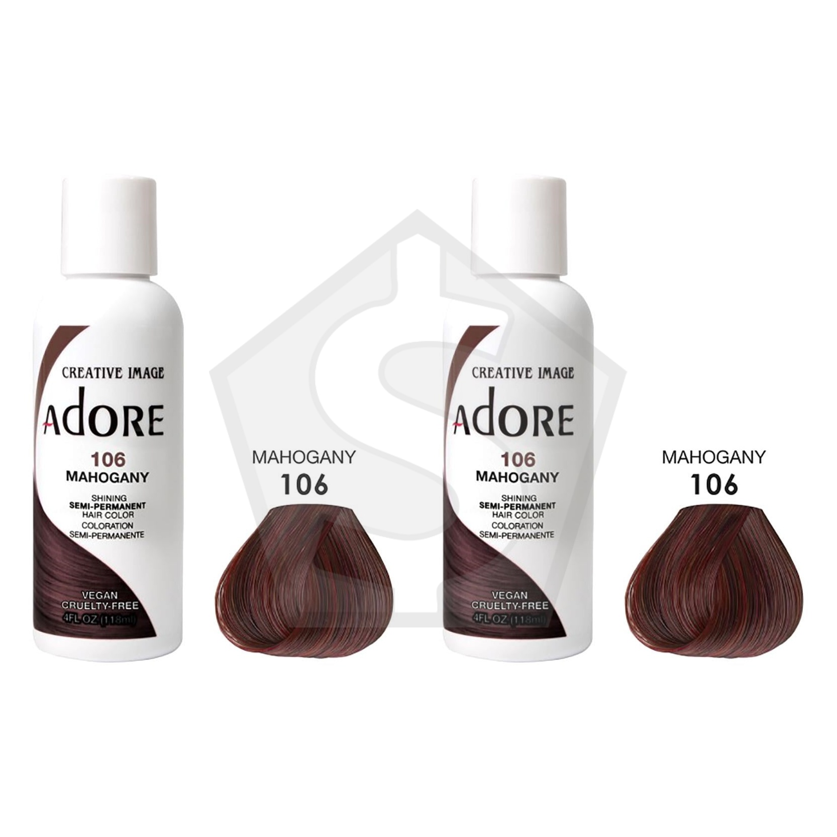ADORE SEMI Permanent Hair Color (4oz) - 106 Mahogany - Pack of 2