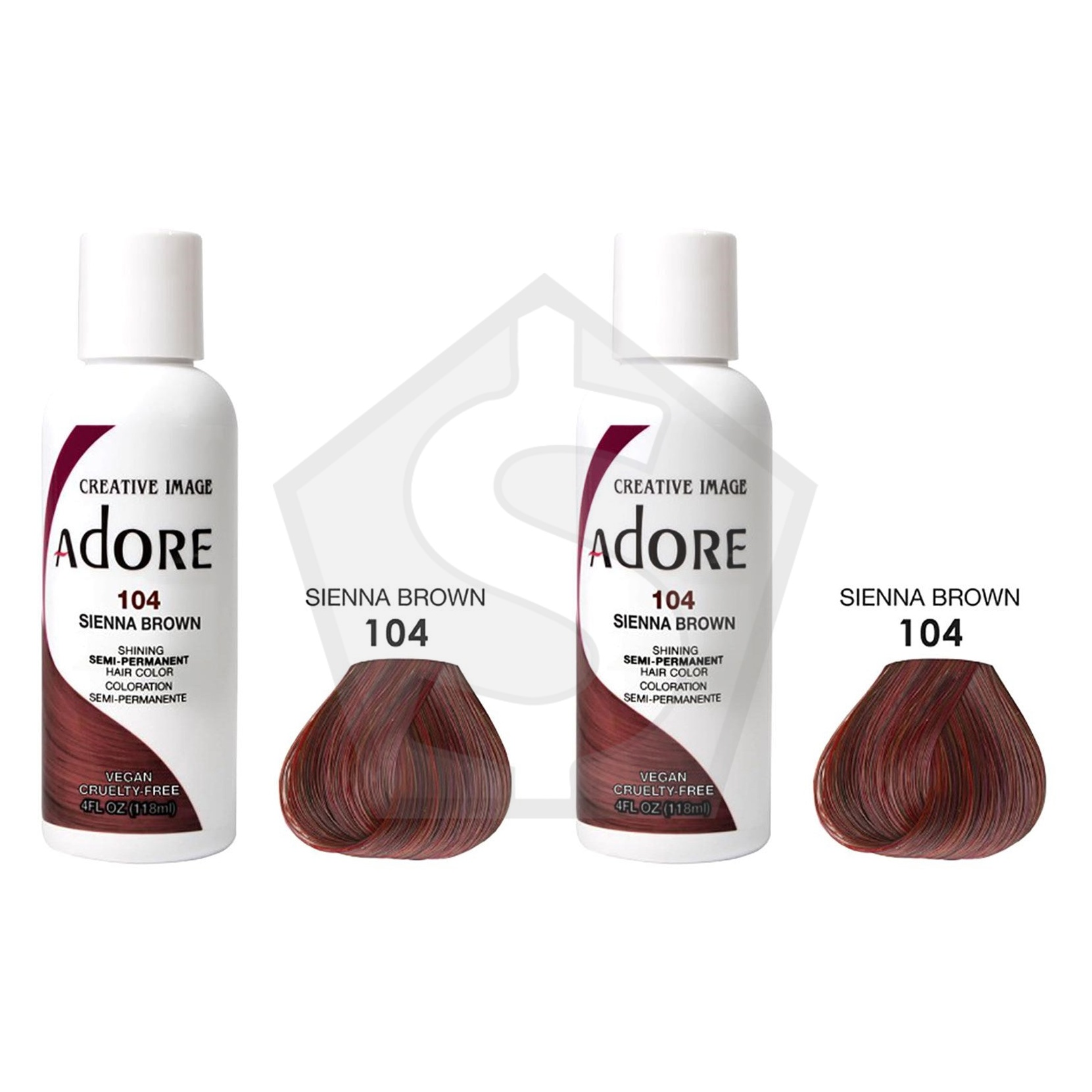 ADORE SEMI Permanent Hair Color (4oz) - 104 Sienna Brown - Pack of 2