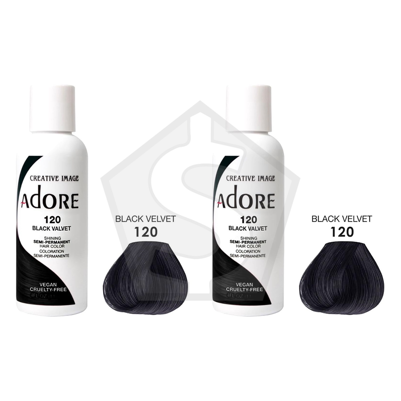 ADORE SEMI Permanent Hair Color (4oz) - 120 Black Velvet - Pack of 2
