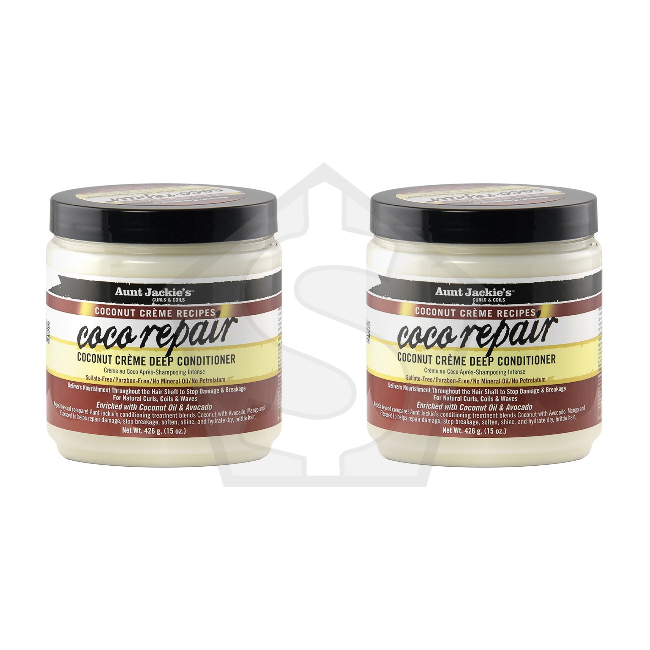 AUNT JACKIE'S Coco Repair Coconut Cream Deep Conditioner (15oz) - Pack of 2
