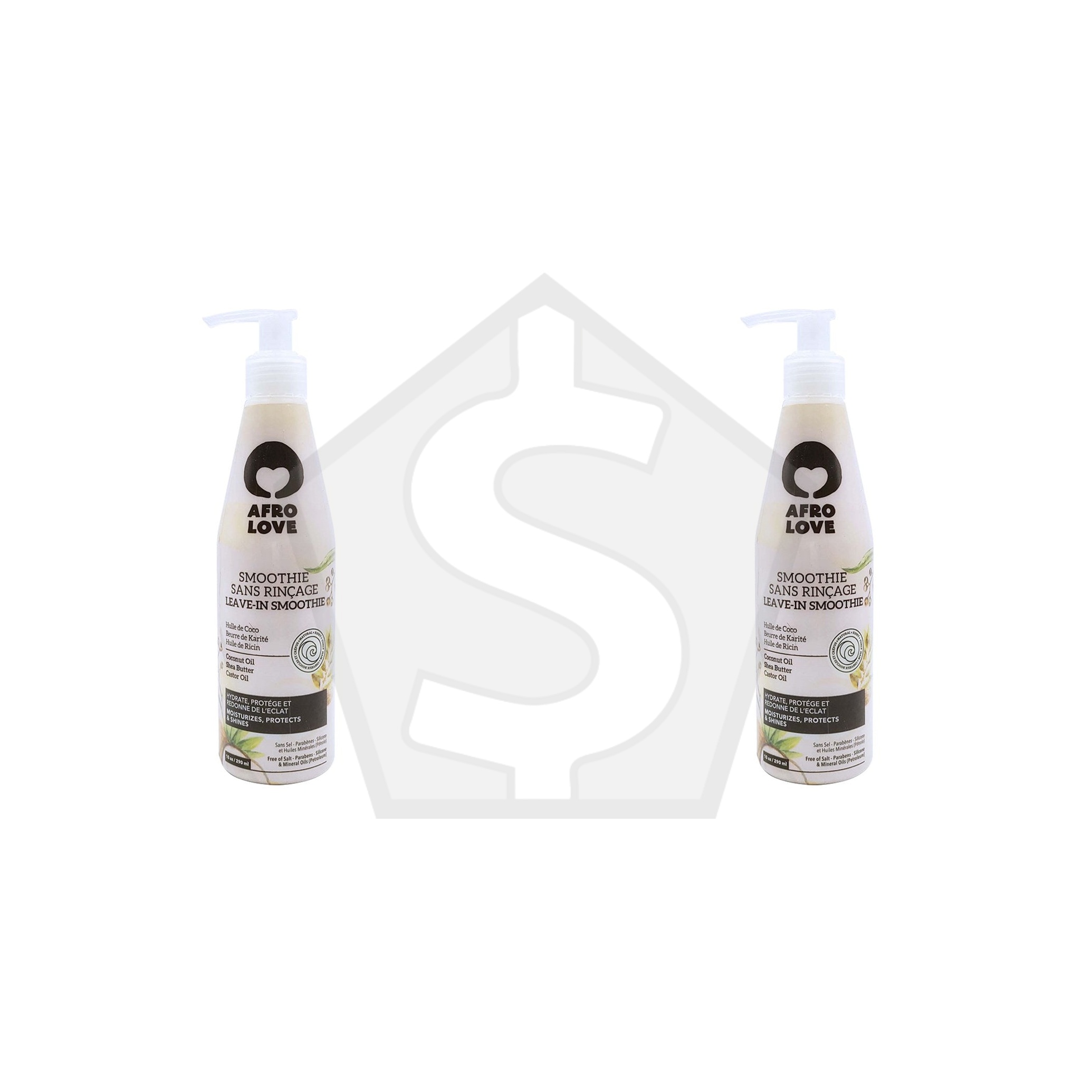 AFRO LOVE Leave In Smoothie with Coconut, Shea Butter & Castor Oil  (10oz) - Pack of 2