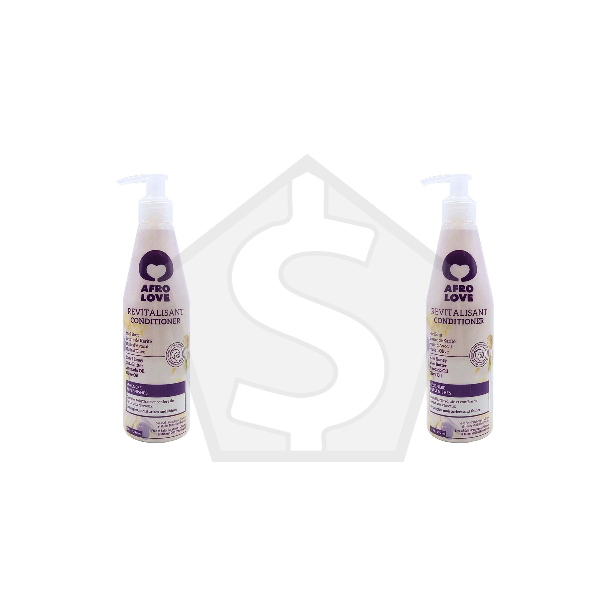 AFRO LOVE Conditioner with Raw Honey, Shea Butter & Avocado Oil (10oz) - Pack of 2