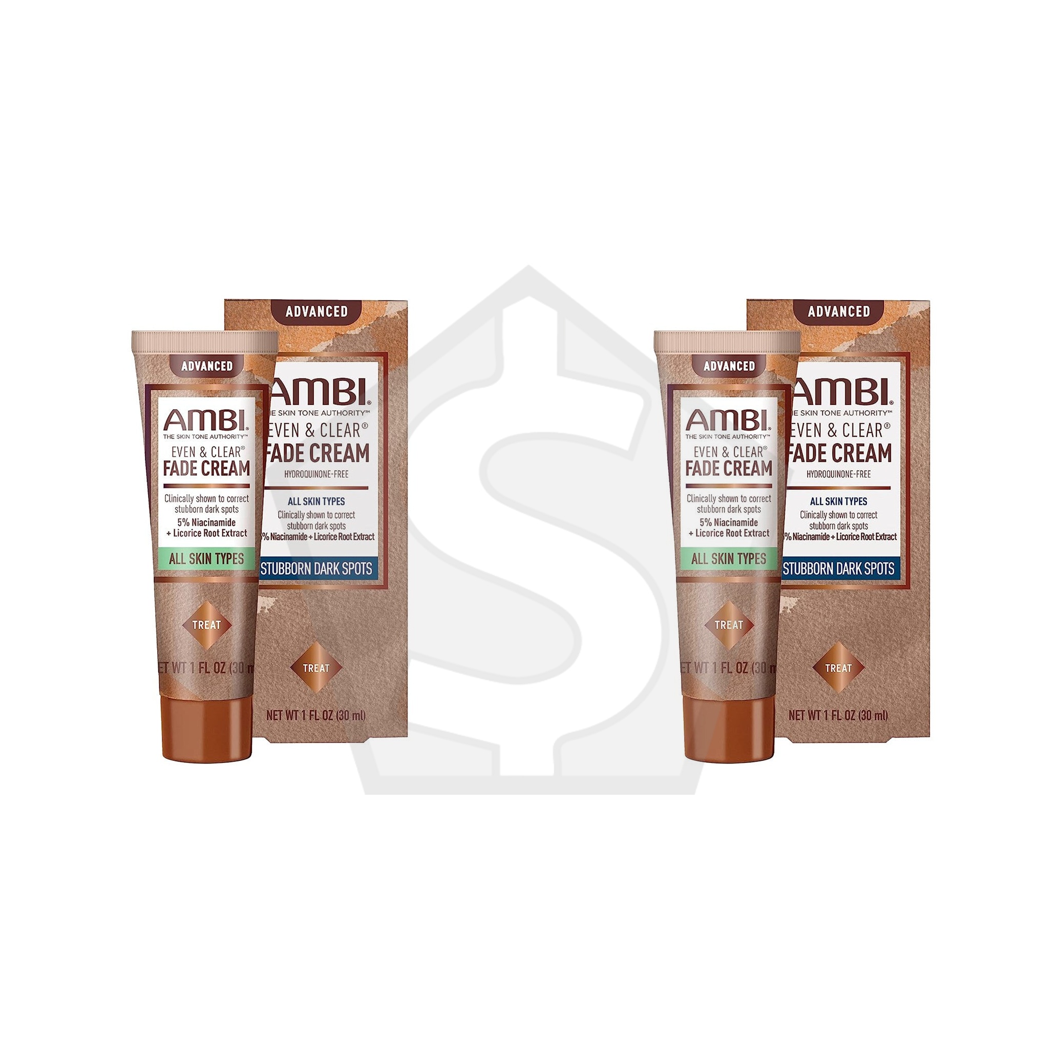 AMBI Even & Clear Advanced Fade Cream Hydroquinone-Free (1oz) - Pack of 2