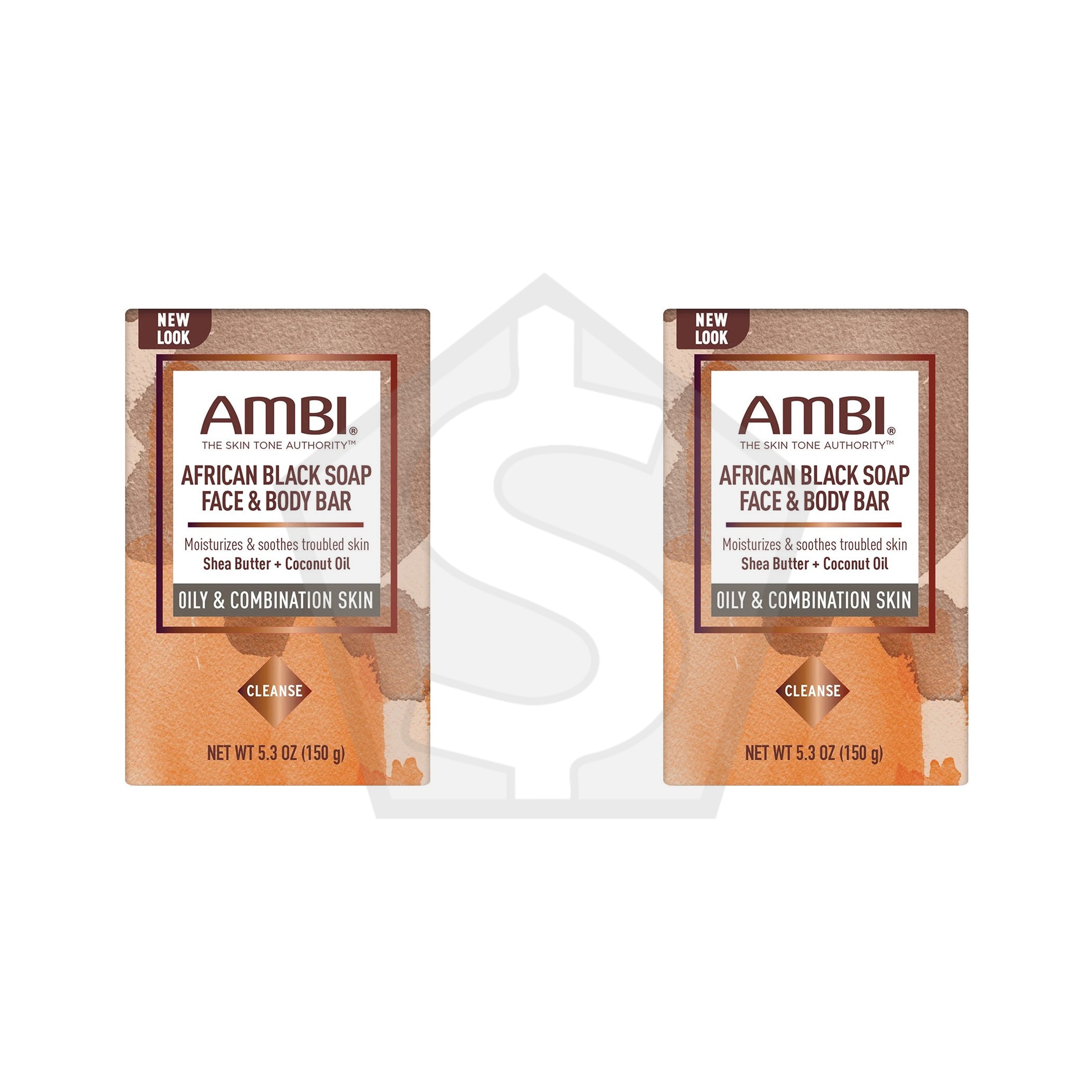 AMBI Face & Body Bar (5.3oz) - African Black Soap - Pack of 2