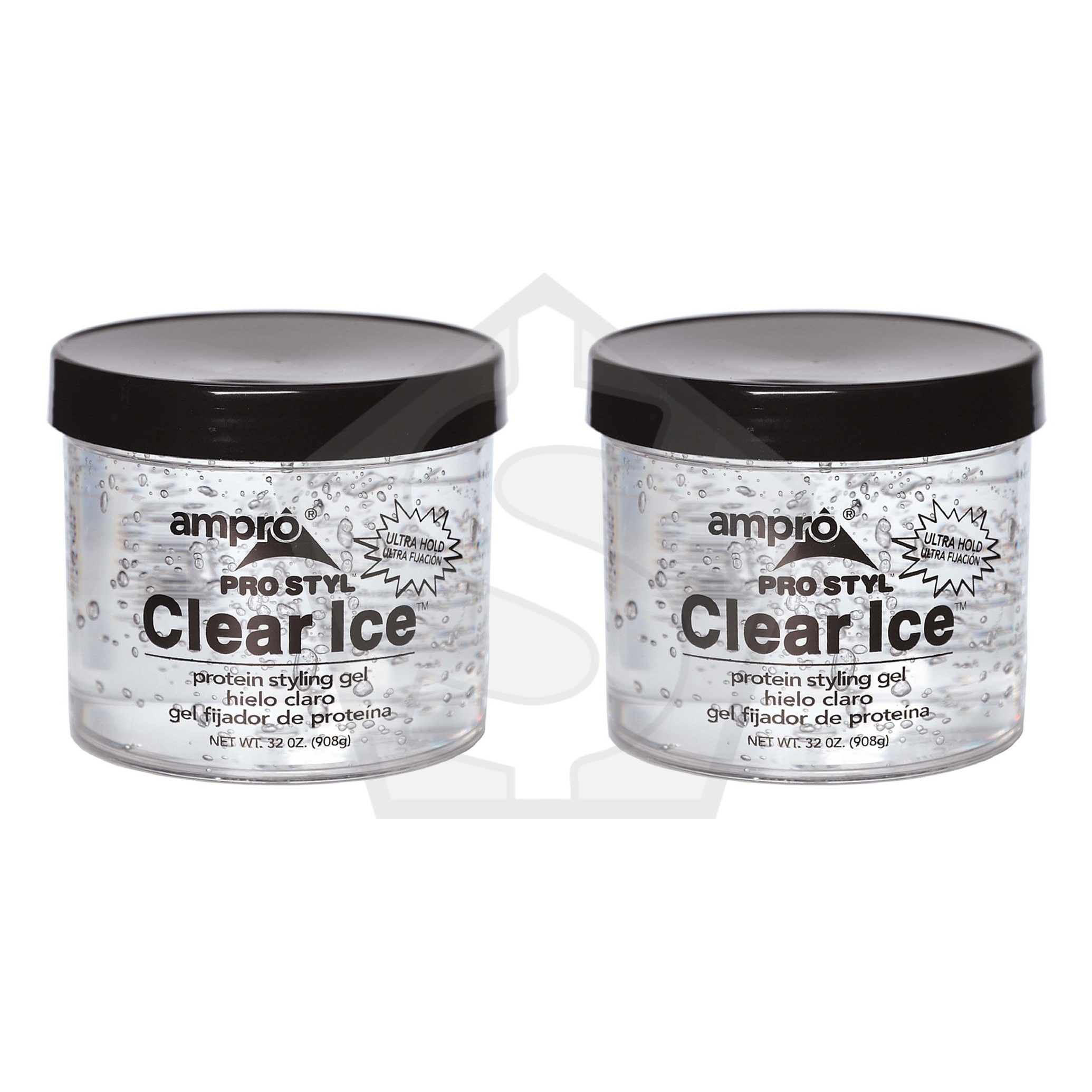 AMPRO Clear Ice - Protein Styling Gel [Ultra Hold] - 32oz - Pack of 2