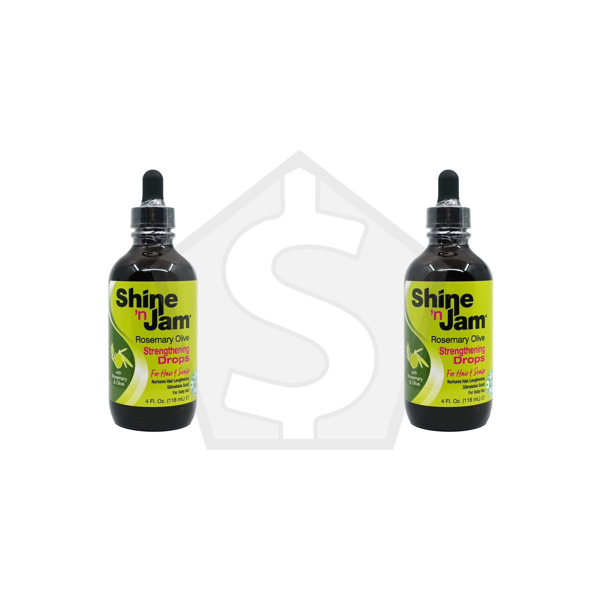 AMPRO Shine 'n Jam Hair & Scalp Oil Drops (4oz) - Rosemary Olive Strengthening - Pack of 2
