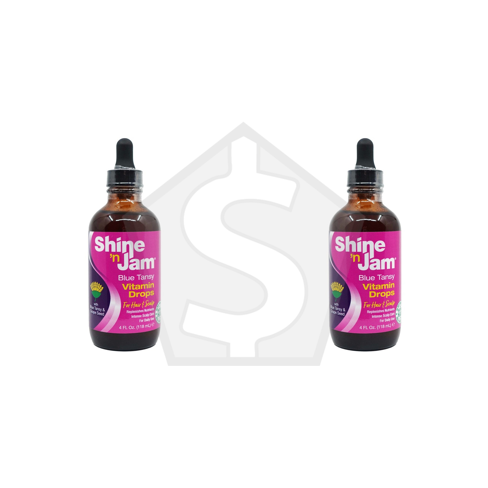 Bundle of 2 - AMPRO Shine 'n Jam Hair & Scalp Oil Drops (4oz) - Blue Tansy Vitamin
