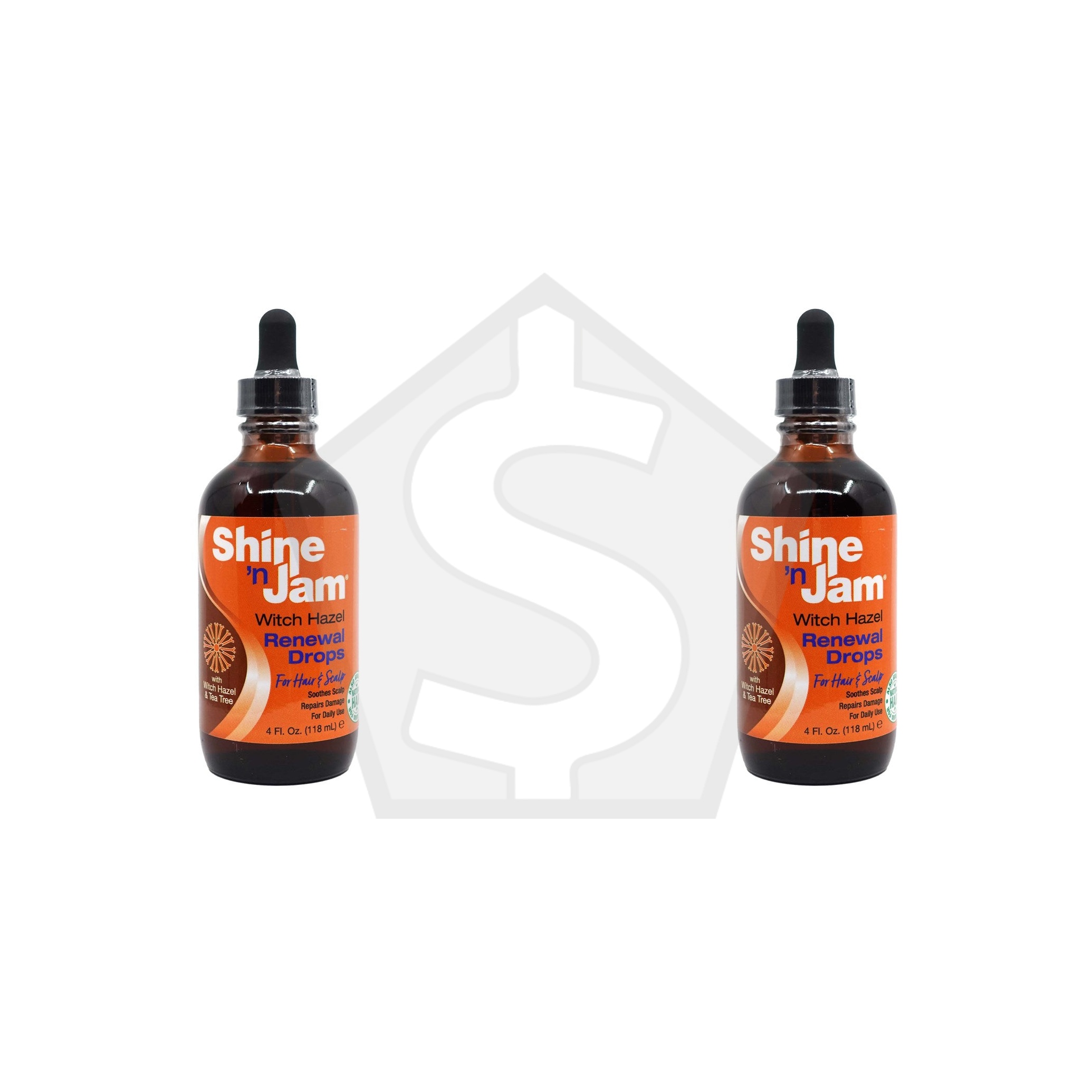 Bundle of 2 - AMPRO Shine 'n Jam Hair & Scalp Oil Drops (4oz) - With Hazel Renewal