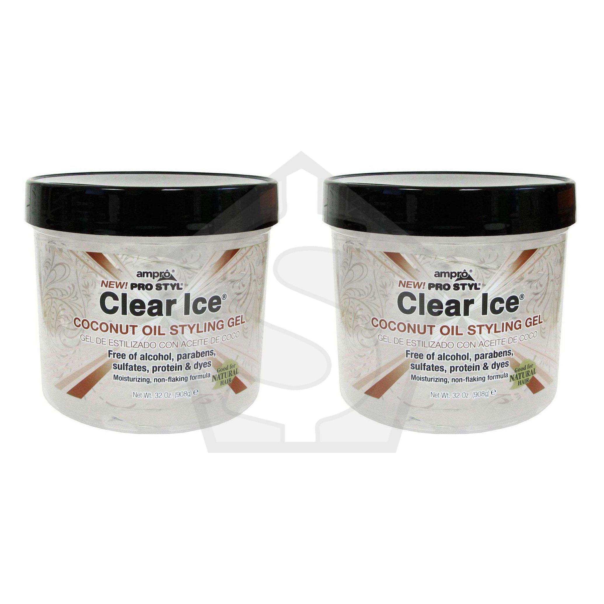 AMPRO Clear Ice - Coconut Oil Styling Gel - 32oz - Pack of 2