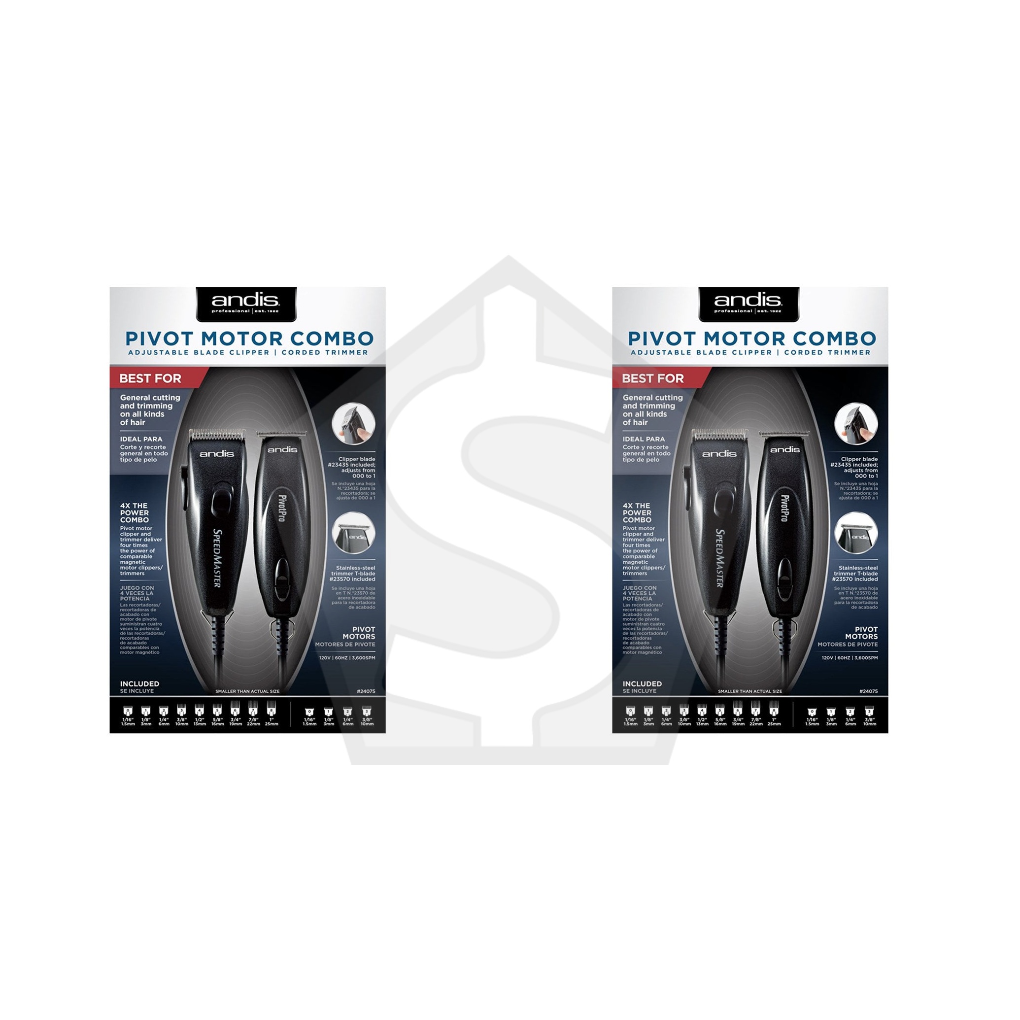 ANDIS Pivot Clipper Trimmer Combo [Black] [CUL Certified] - Pack of 2
