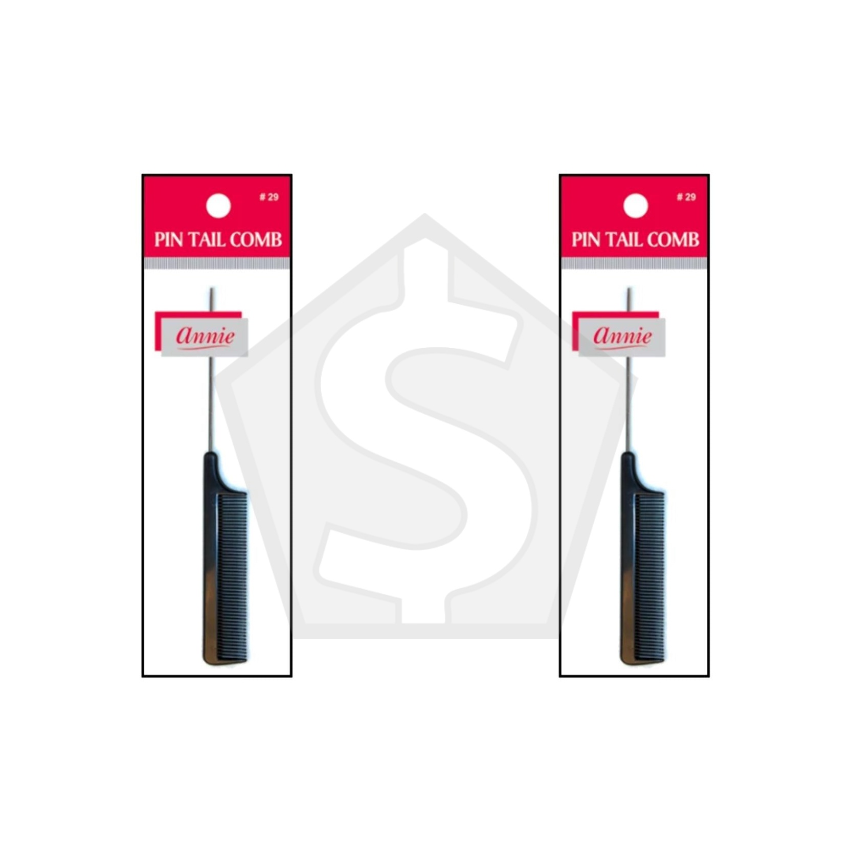 ANNIE Pin Tail Comb - Black - Pack of 2