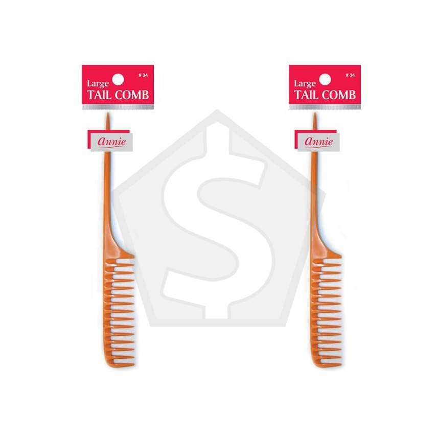 ANNIE Large Tail Comb - Bone - Pack of 2