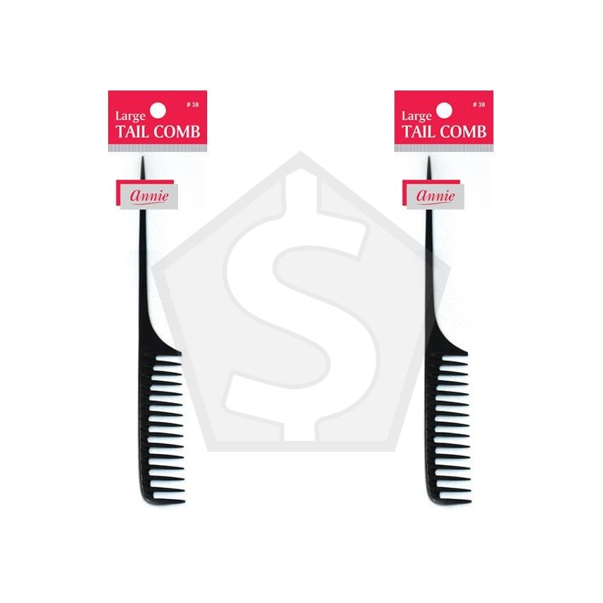 ANNIE Large Tail Comb - Black - Pack of 2