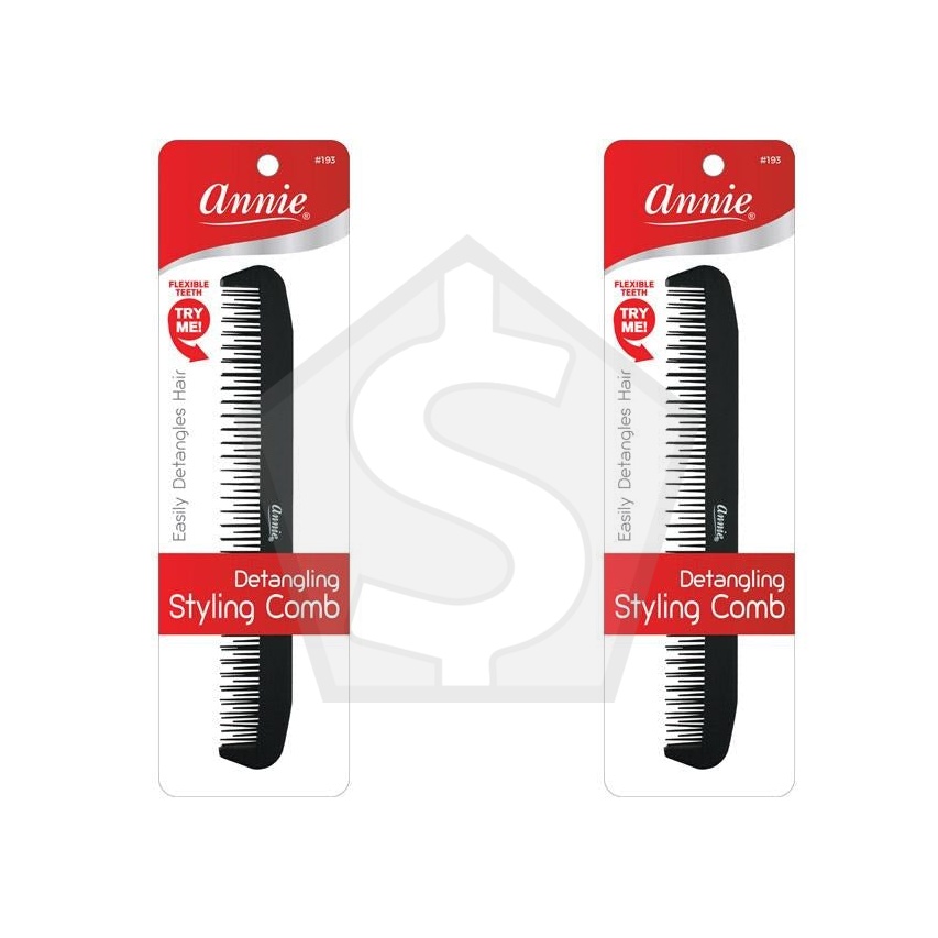 ANNIE Detangling Styling Comb Black #193 [pc] - Pack of 2