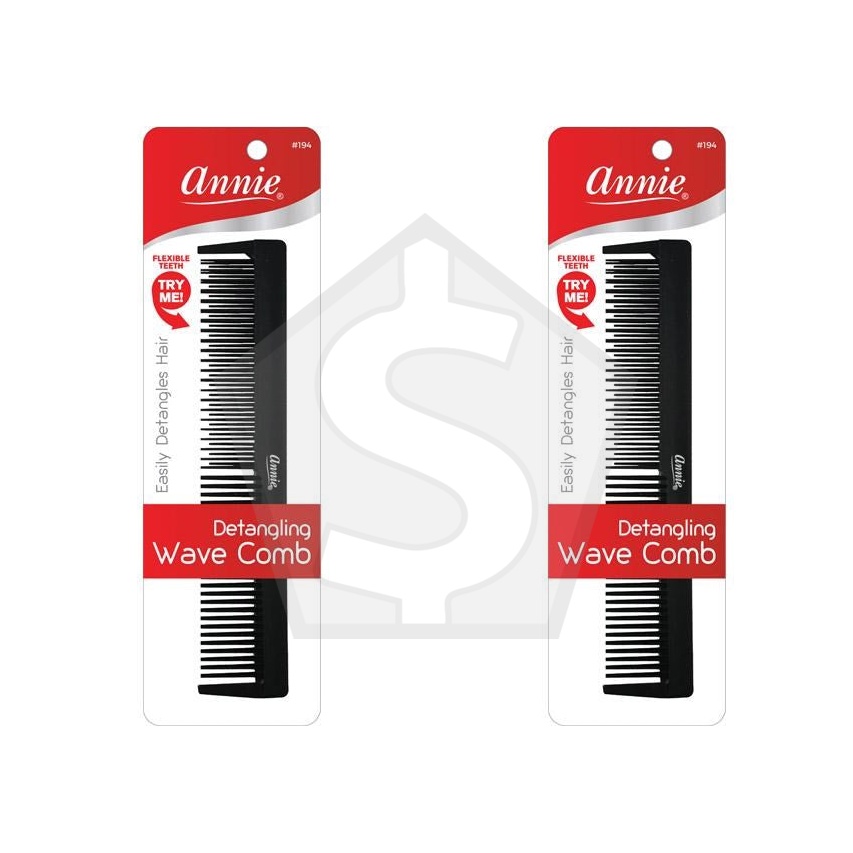 ANNIE Detangling Wave Comb Black #194 [pc] - Pack of 2
