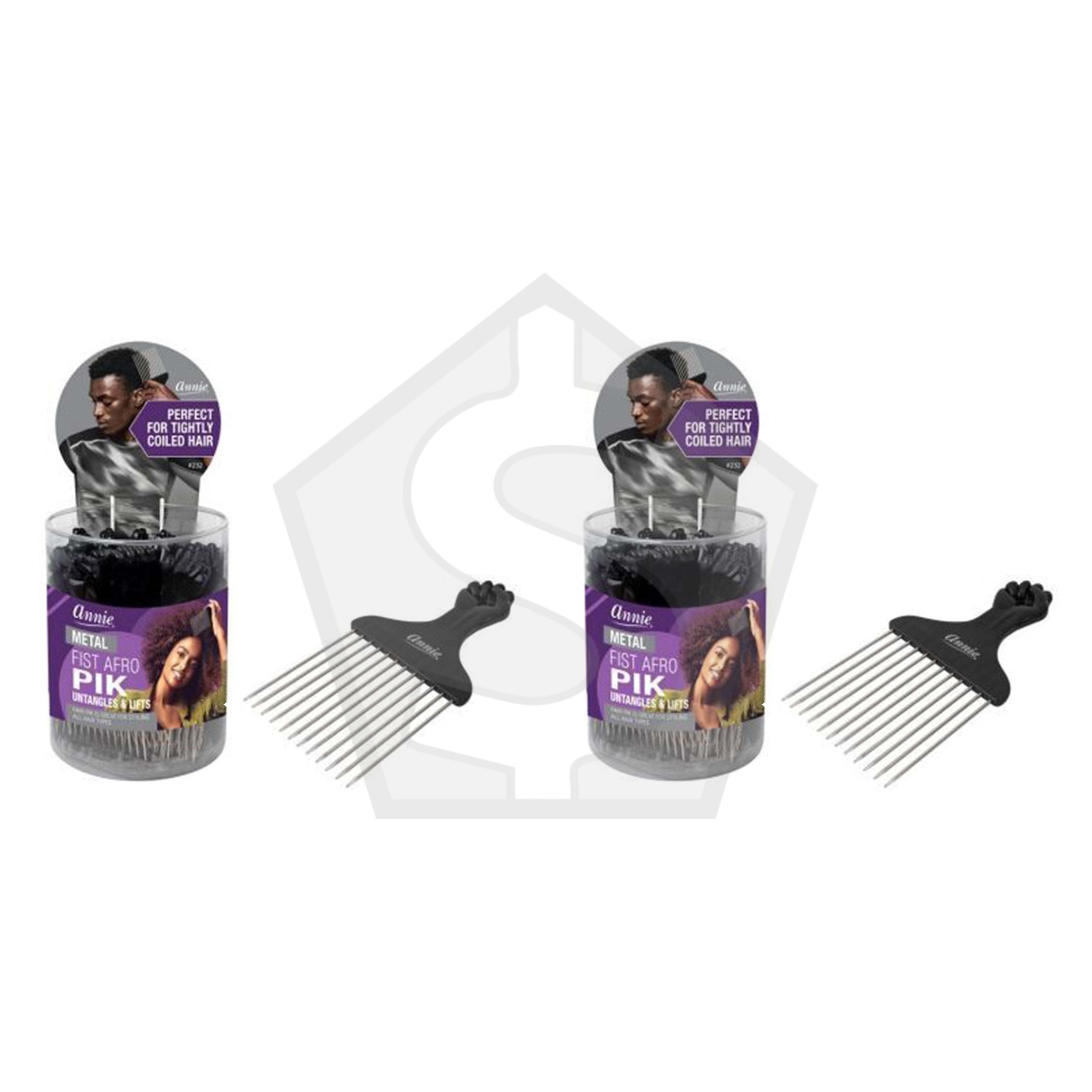 ANNIE Fist Afro Pik Short (24pcs/jar) - Black - Pack of 2