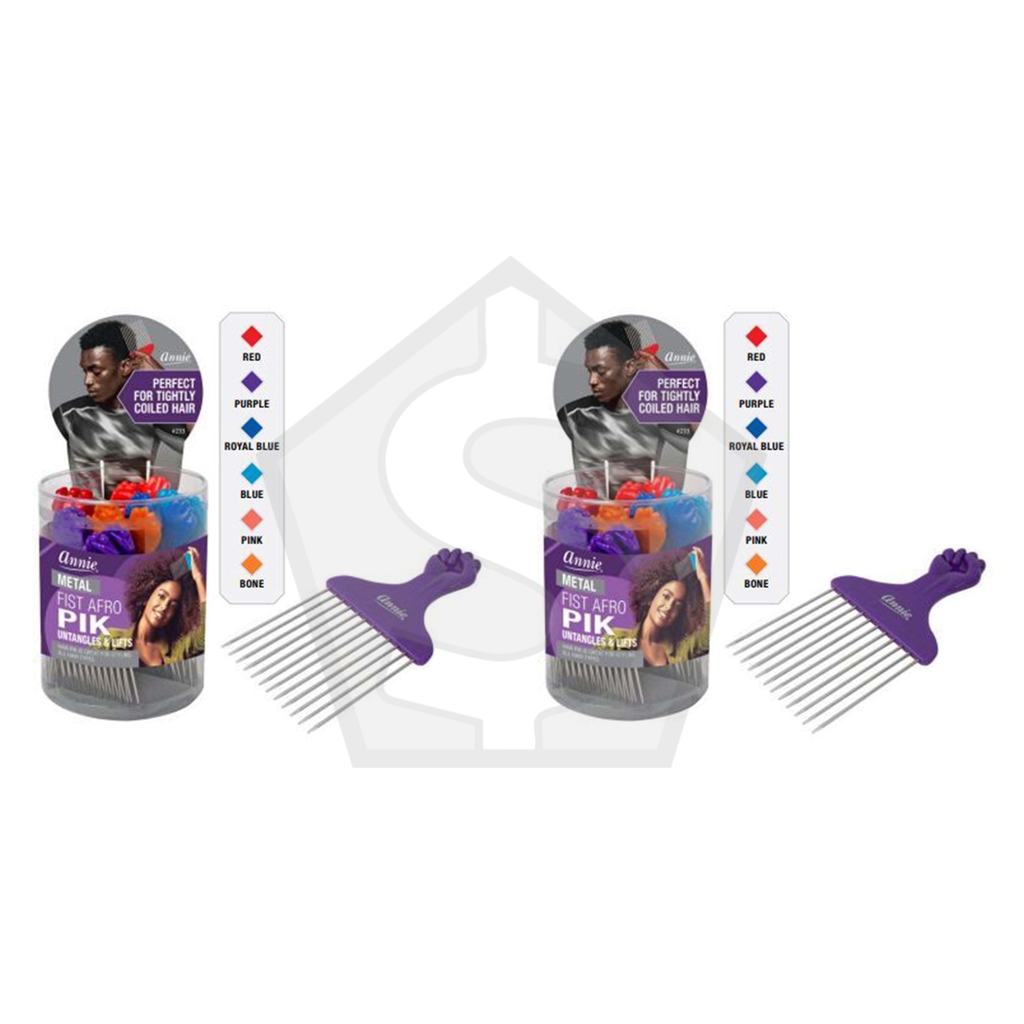 ANNIE Fist Afro Pik Short (24pcs/jar) - Assorted - Pack of 2
