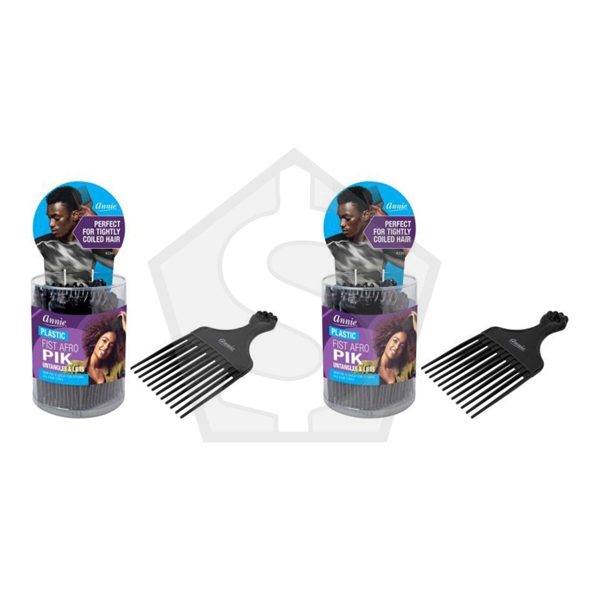 ANNIE Fist Styling Plastic Pik (24pcs/jar) - Black - Pack of 2