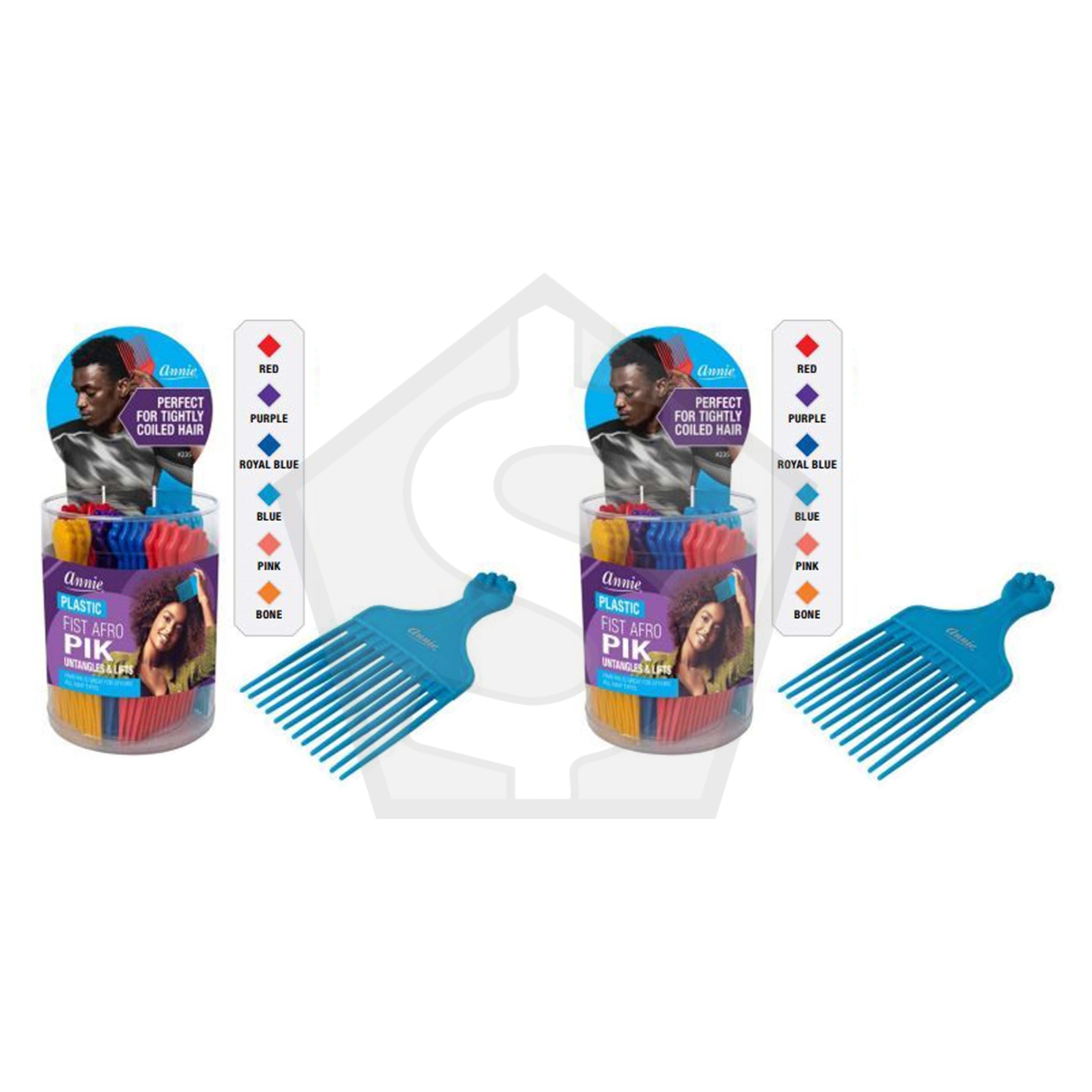 ANNIE Fist Styling Plastic Pik (24pcs/jar) - Assorted - Pack of 2