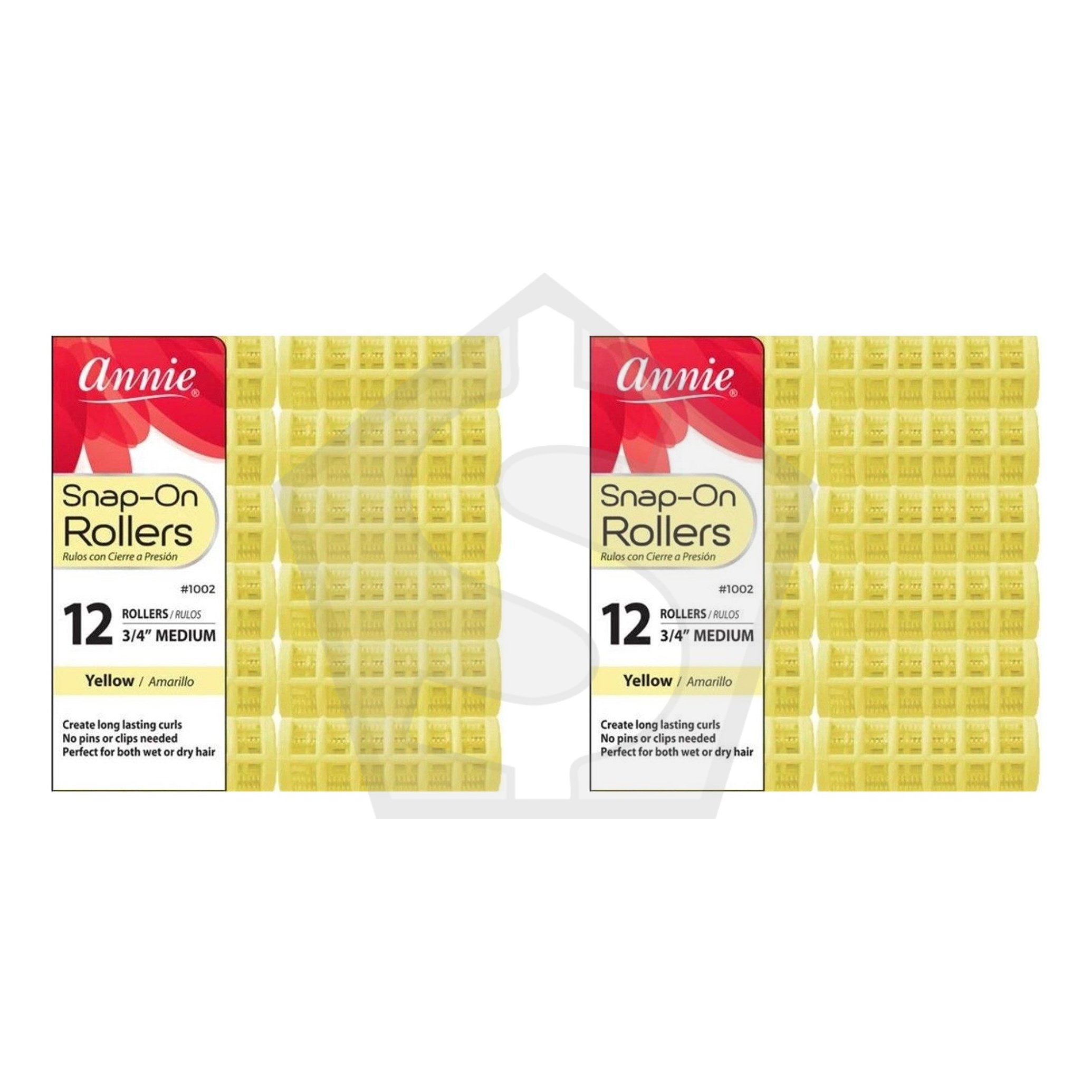 Bundle of 2 - ANNIE Snap-On Rollers - Yellow / Medium (3/4" Diameter)
