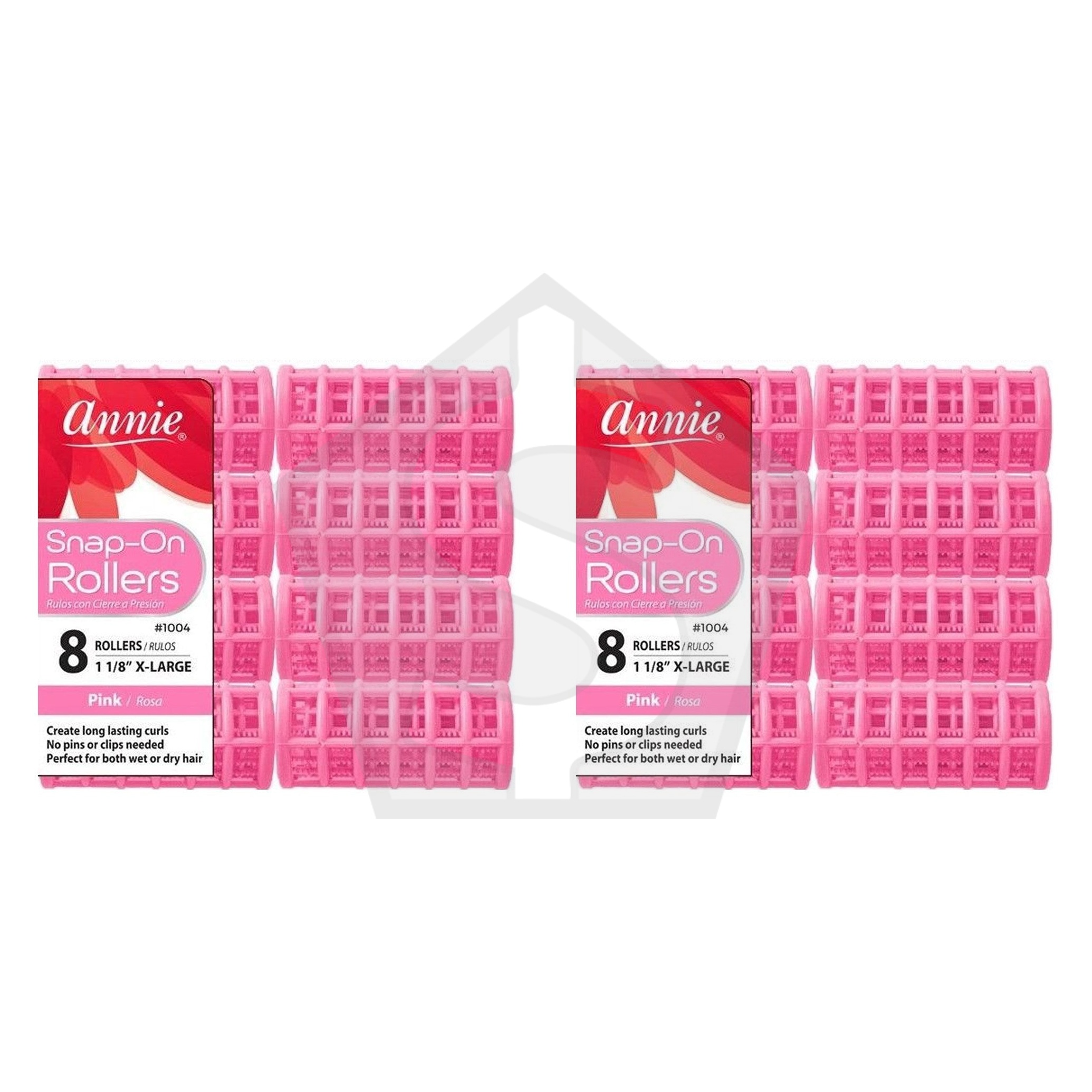 ANNIE Snap-On Rollers - Pink / X-Large (1 1/8" Diameter) - Pack of 2