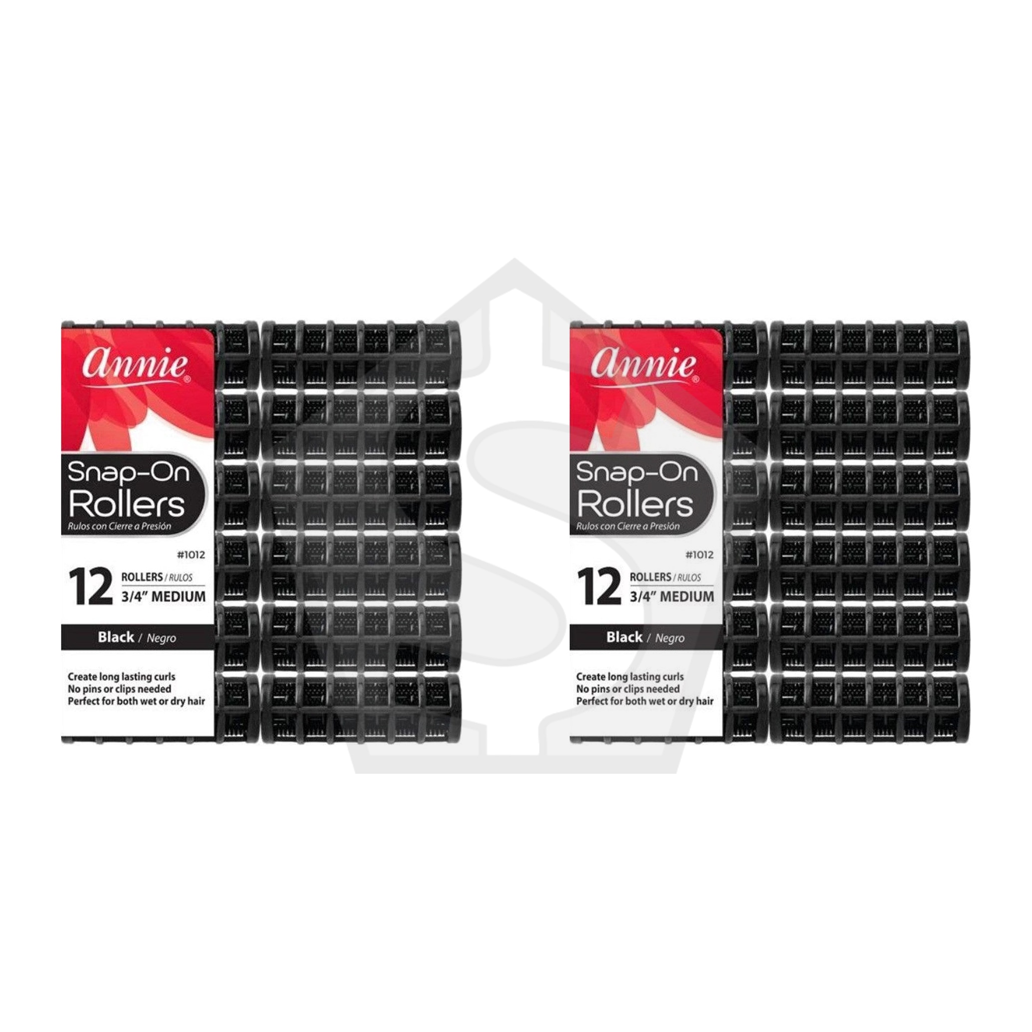 Bundle of 2 - ANNIE Snap-On Rollers - Black / Medium (3/4" Diameter)
