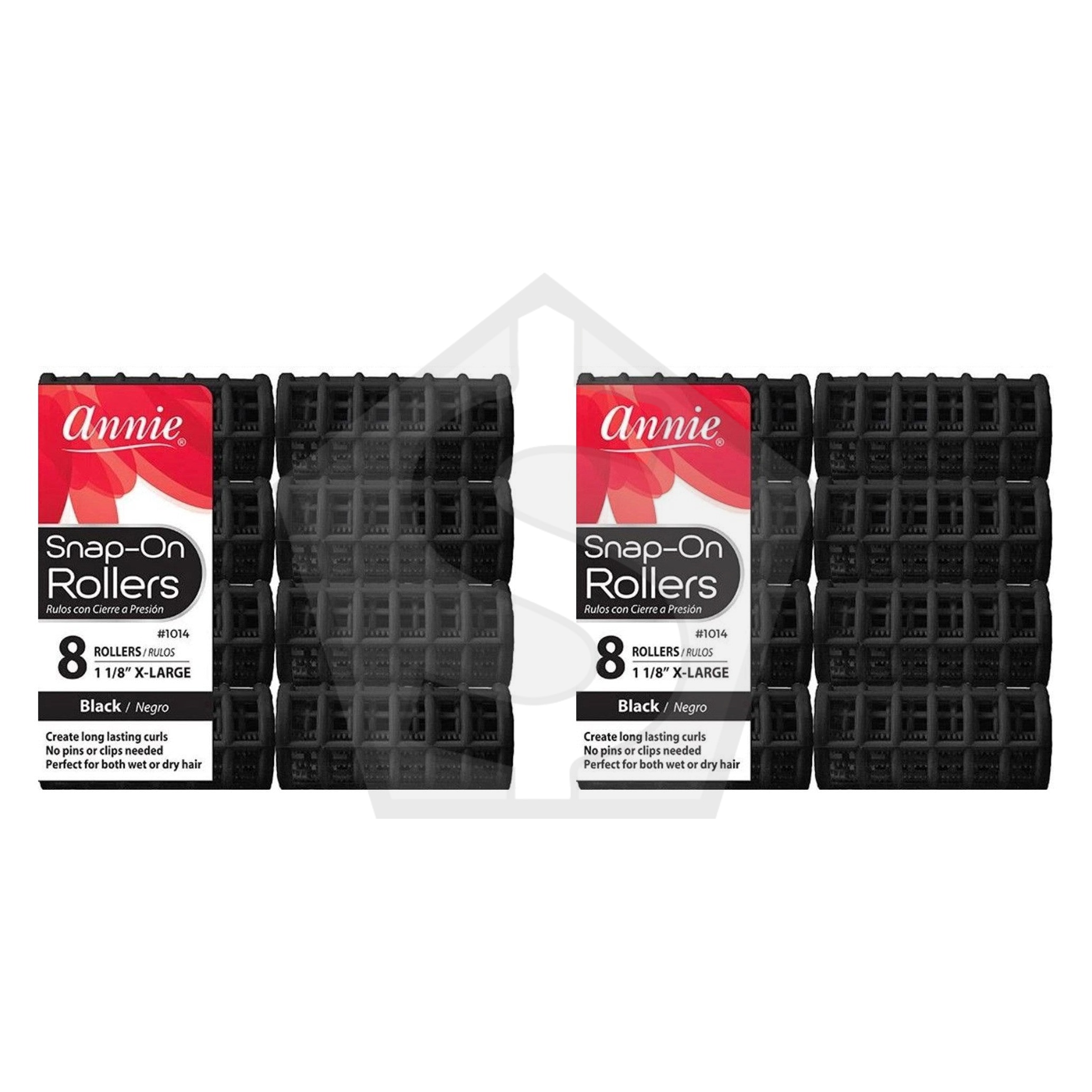 ANNIE Snap-On Rollers - Black / X-Large (1 1/8" Diameter) - Pack of 2