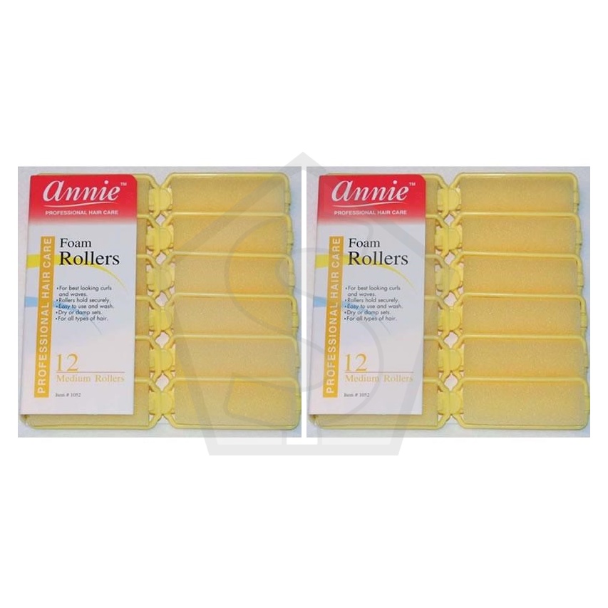 ANNIE Foam Rollers - Yellow / Medium (7/8" Diameter) - Pack of 2