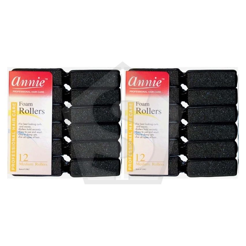 ANNIE Foam Rollers - Black / Medium (7/8" Diameter) - Pack of 2
