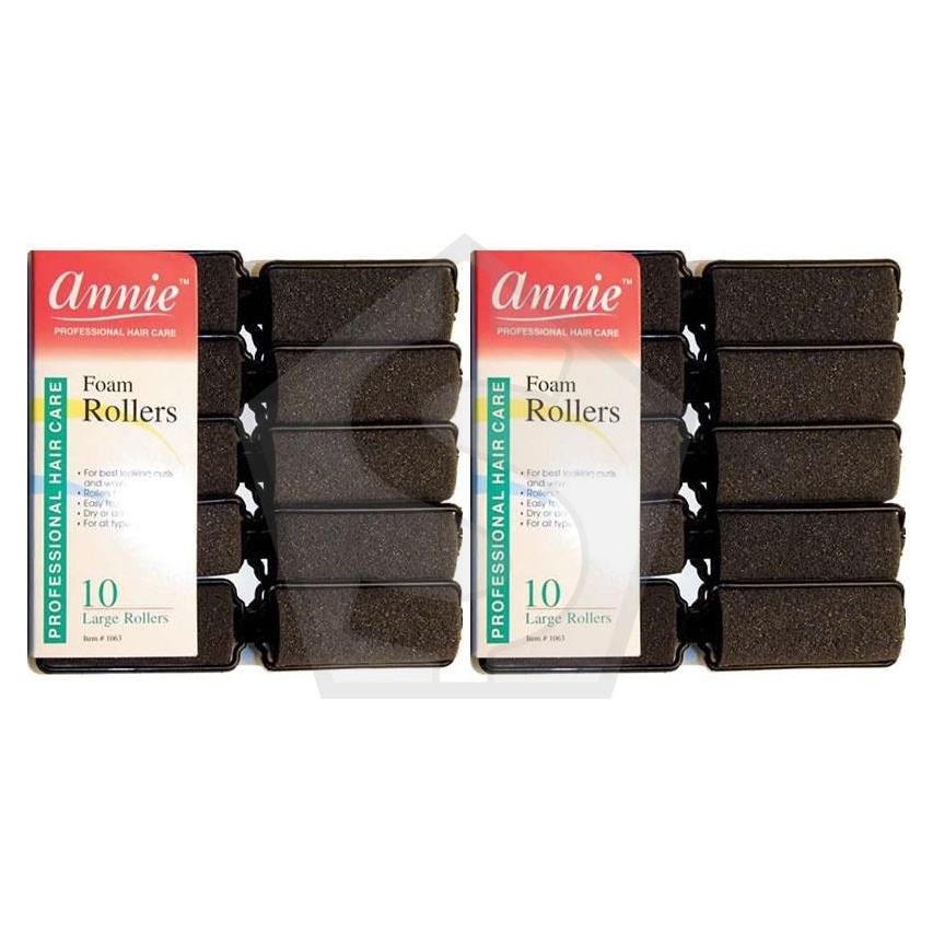 ANNIE Foam Rollers - Black / Large (1" Diameter) - Pack of 2