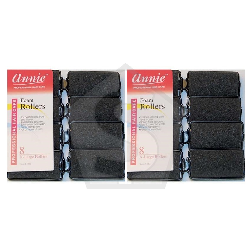 ANNIE Foam Rollers - Black / X-Large (1 1/4" Diameter) - Pack of 2