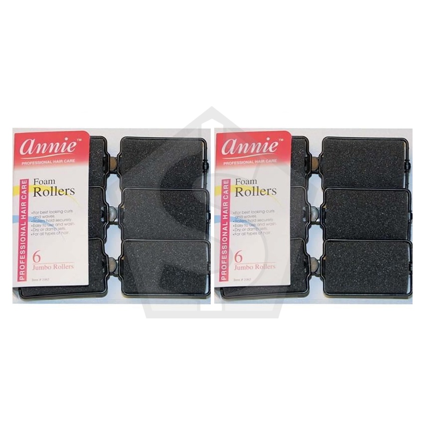ANNIE Foam Rollers - Black / Jumbo (1 1/2" Diameter) - Pack of 2