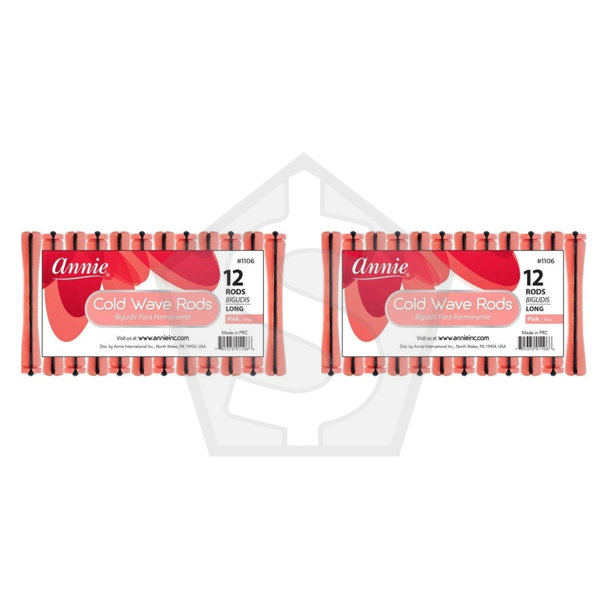 ANNIE Cold Wave Rods - Pink / Long (1/3" Diameter) 12ct - Pack of 2