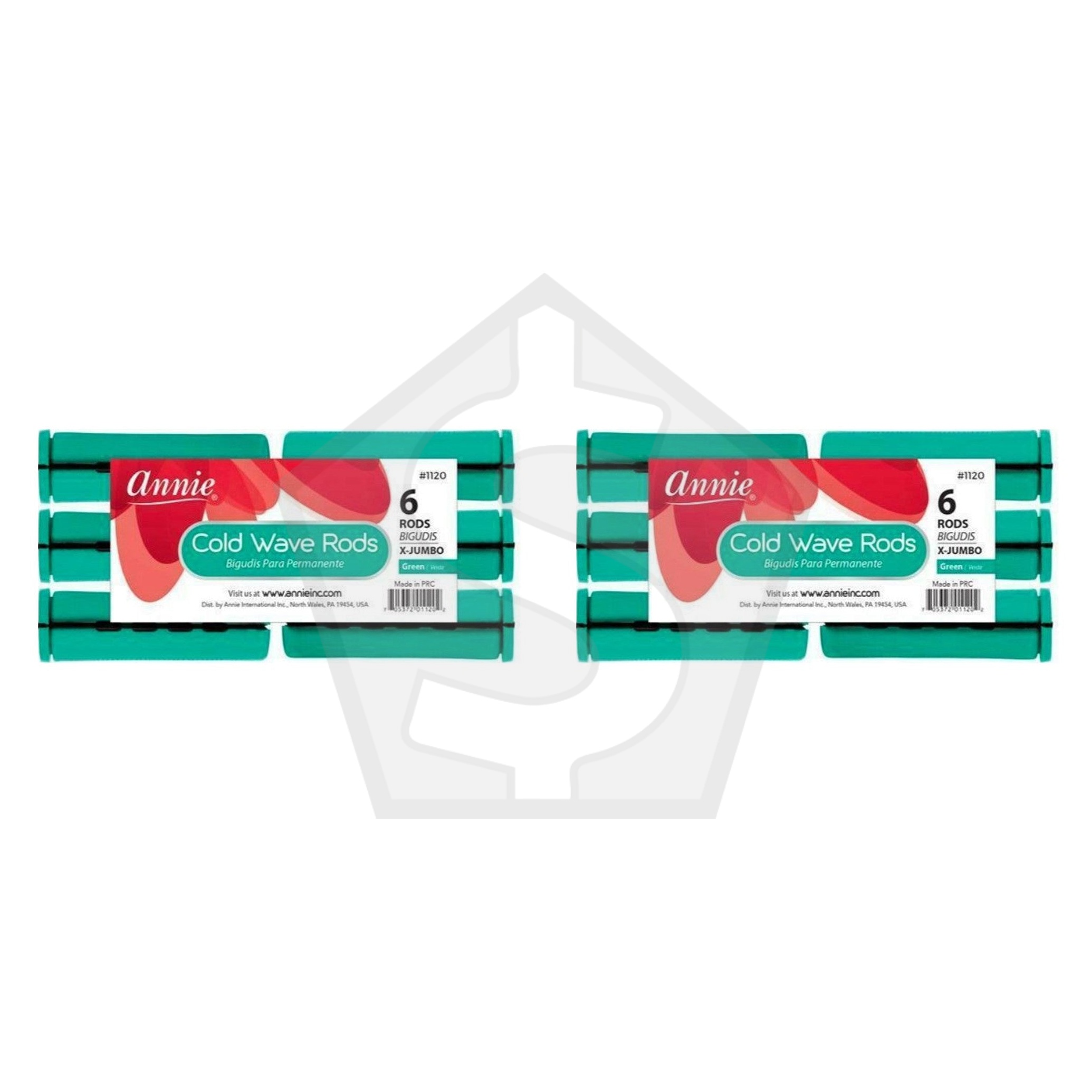 ANNIE Cold Wave Rods - Green / X-Jumbo (4/5" Diameter) 6ct - Pack of 2