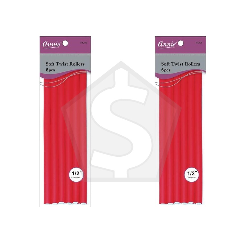 ANNIE Soft Twist Rollers - 10 inch / 1/2" Diameter - Pack of 2