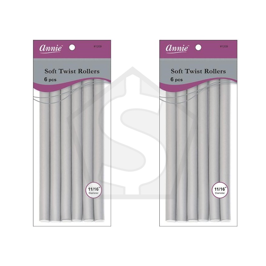 Bundle of 2 - ANNIE Soft Twist Rollers - 10 inch / 11/16" Diameter