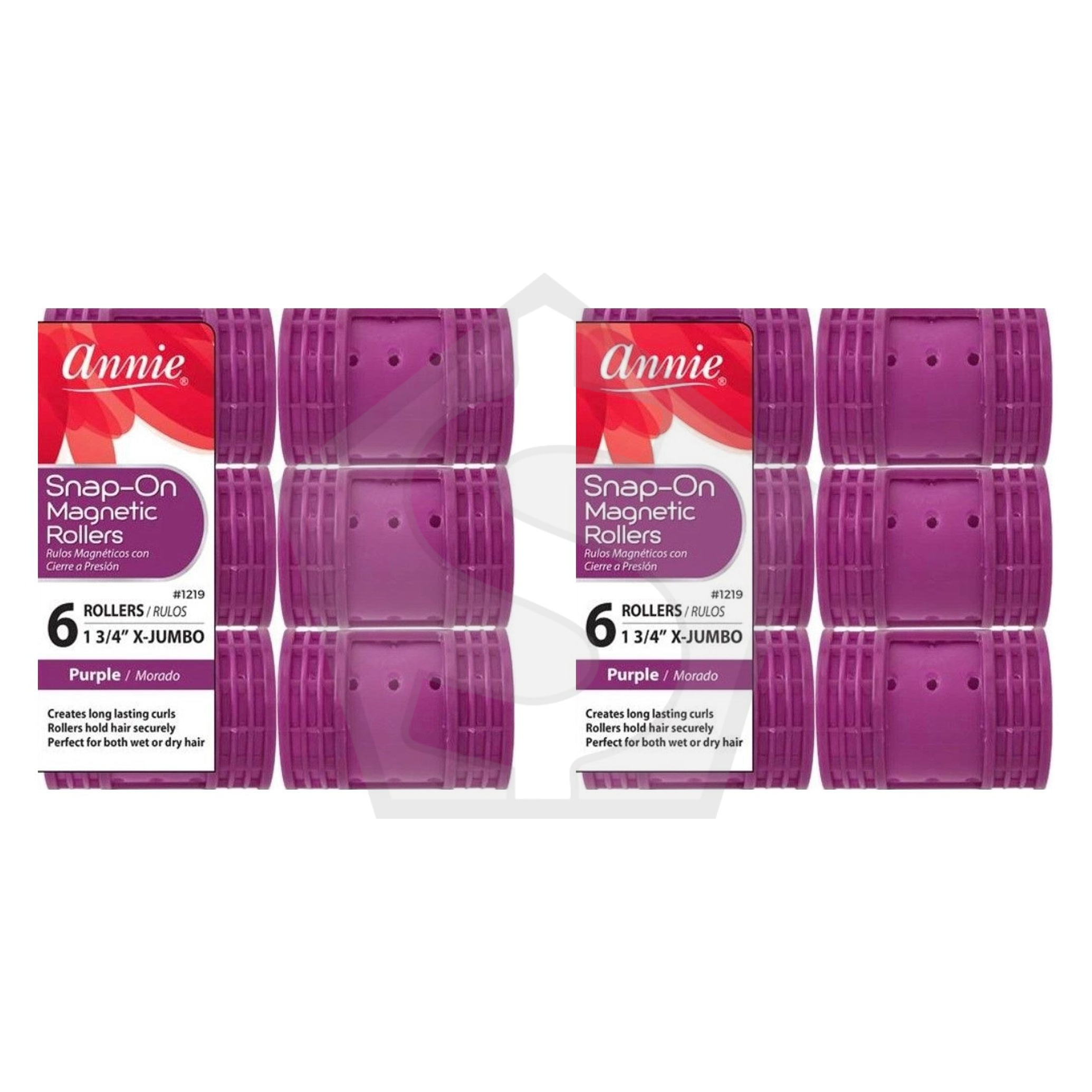 Bundle of 2 - ANNIE Snap-On Magnetic Rollers - Purple / X-Jumbo (1 3/4" Diameter) 6ct