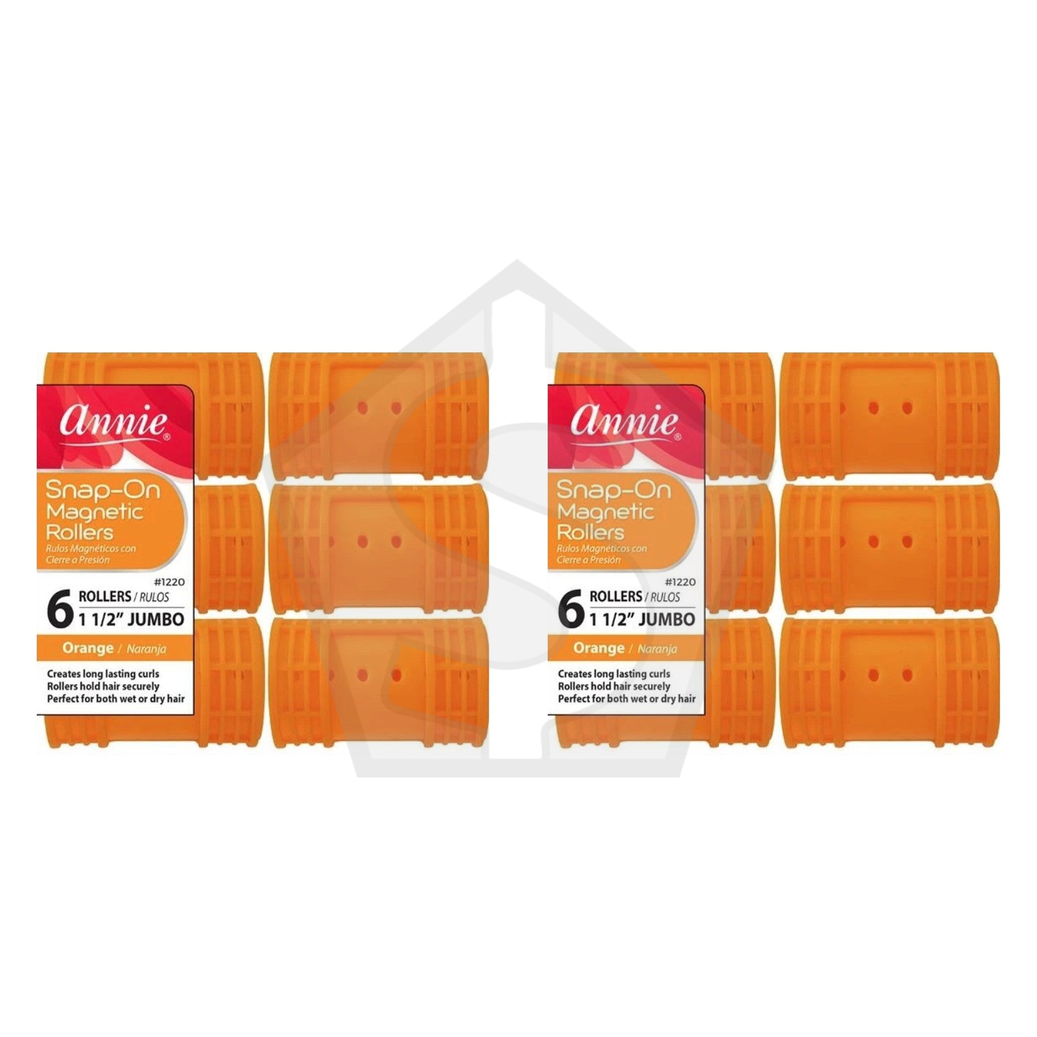 ANNIE Snap-On Magnetic Rollers - Orange / Jumbo (1 1/2" Diameter) 6ct - Pack of 2