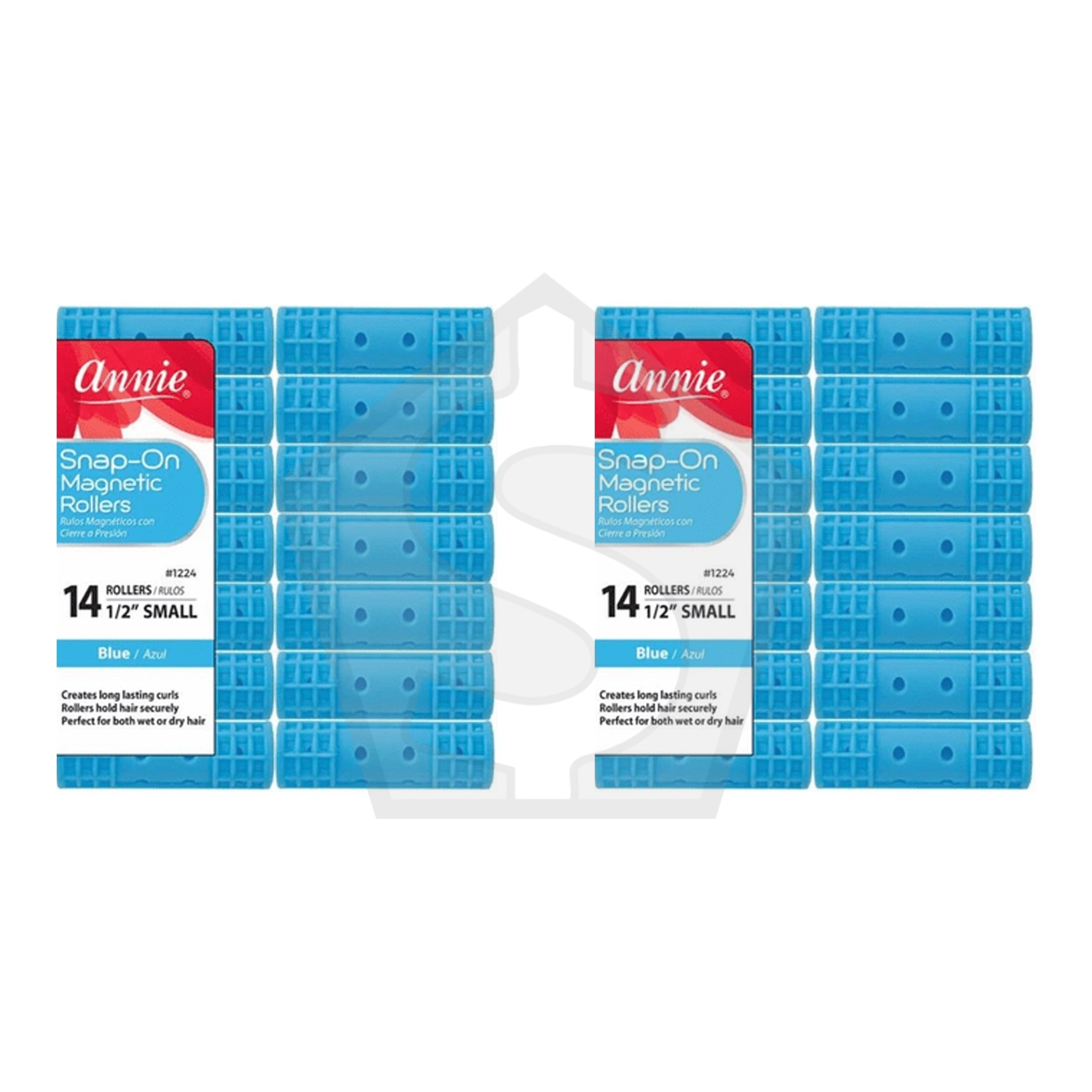 Bundle of 2 - ANNIE Snap-On Magnetic Rollers - Blue / Small (1/2" Diameter) 14ct