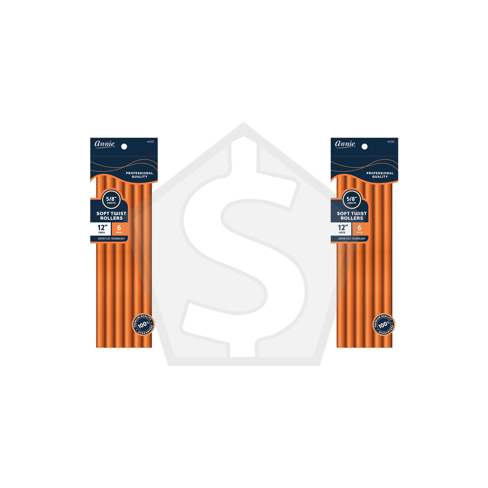 Bundle of 2 - ANNIE Soft Twist Rollers - 12 inch / 5/8" Diameter