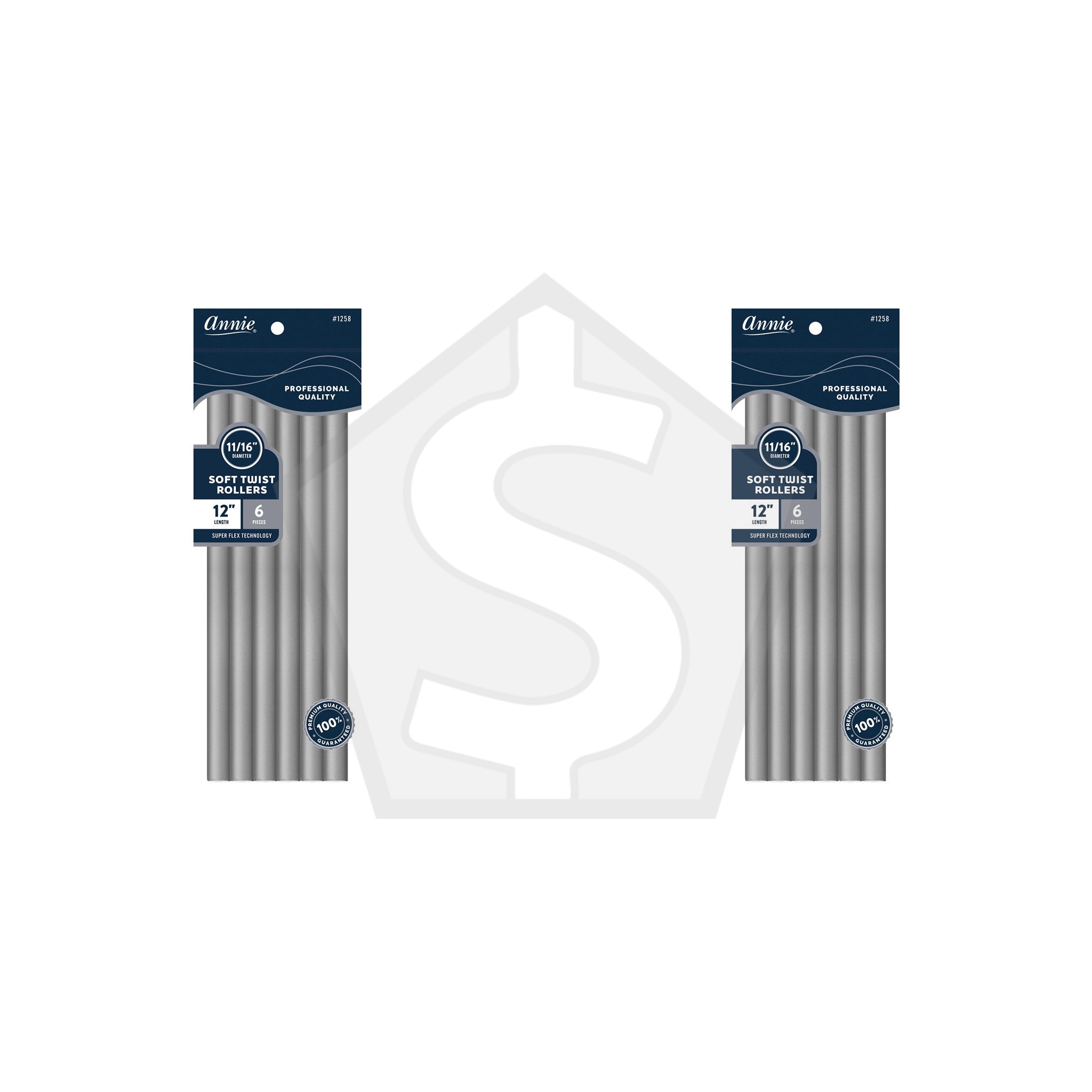 Bundle of 2 - ANNIE Soft Twist Rollers - 12 inch / 11/16" Diameter