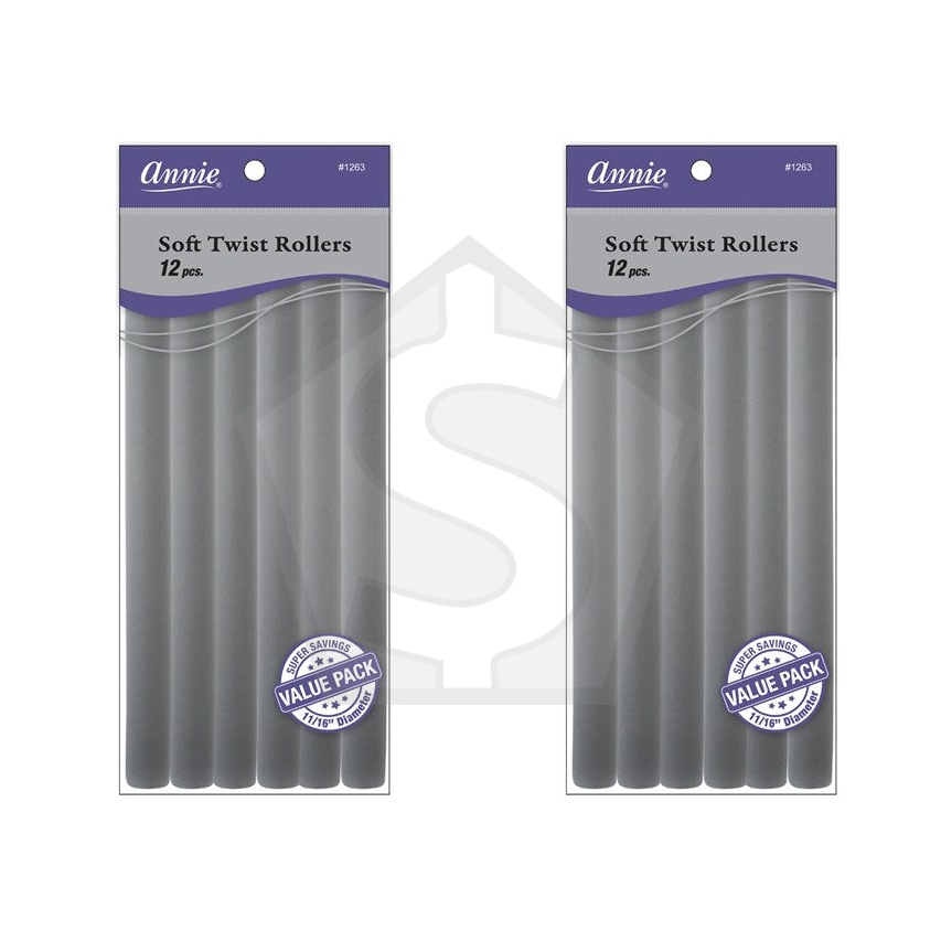 Bundle of 2 - ANNIE Soft Twist Rollers - 10 inch Value Pack / 11/16" Diameter